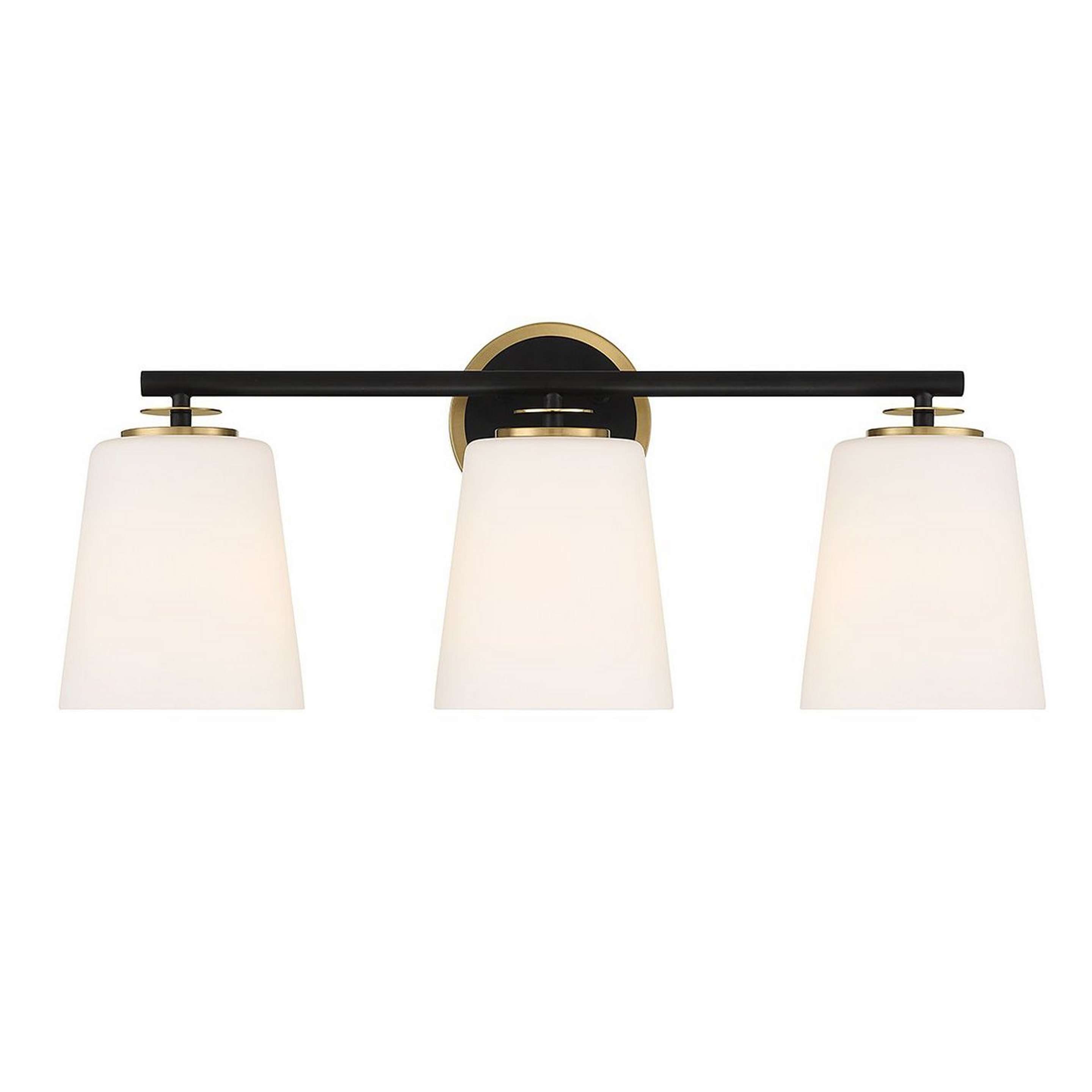 A Ponce Vanity Light - 3 Light with Matte Black / Brass / Opal Glass color