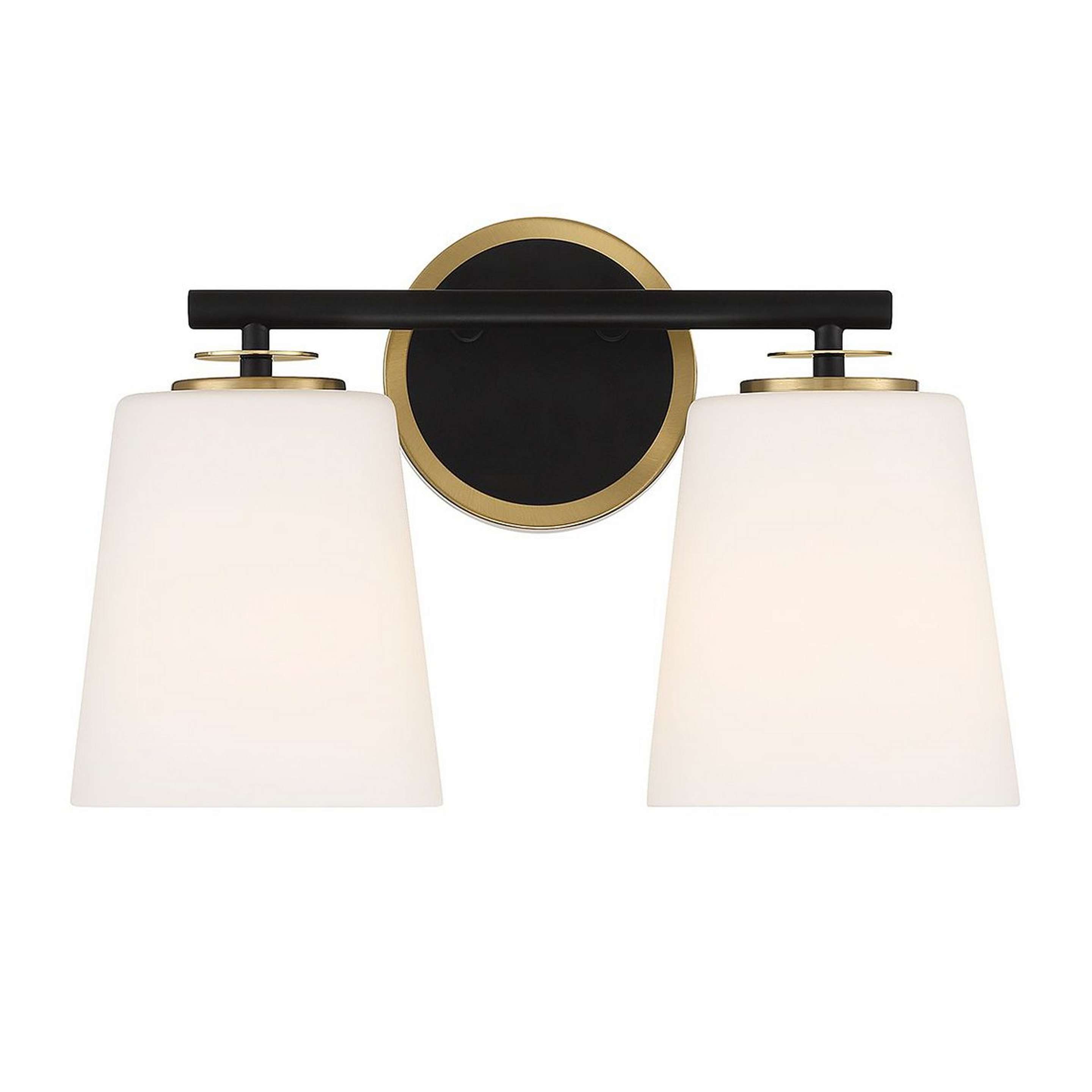 A Ponce Vanity Light - 2 Light with Matte Black / Brass / Opal Glass color