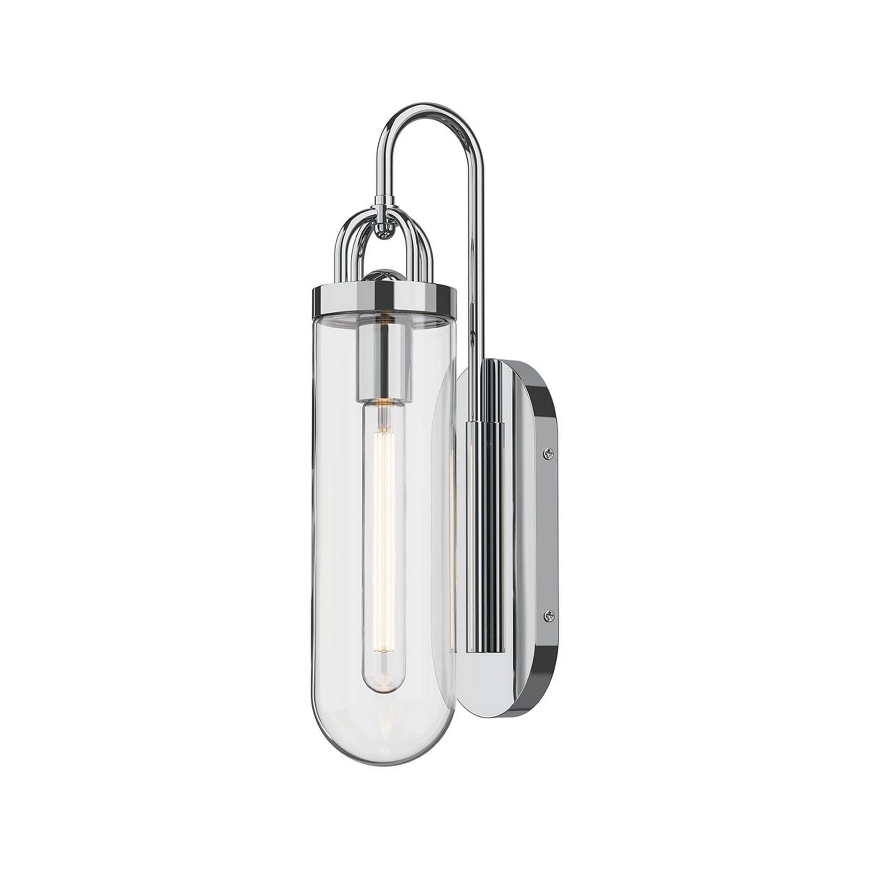 A Strasbourg Clear Glass Bath Sconce with Chrome / Clear Glass color