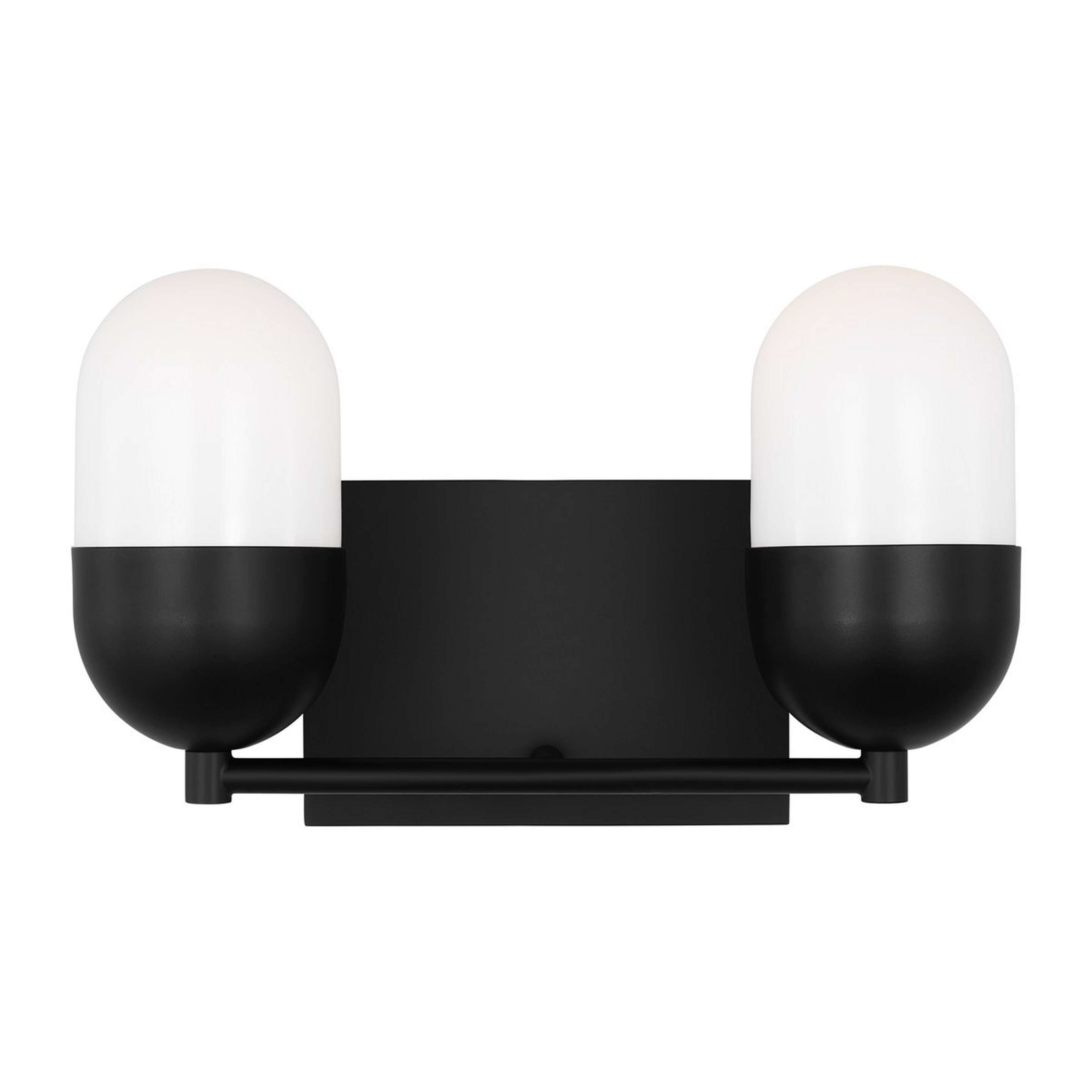 A Foster Vanity Light - 2 Light with Black / Milk Glass color