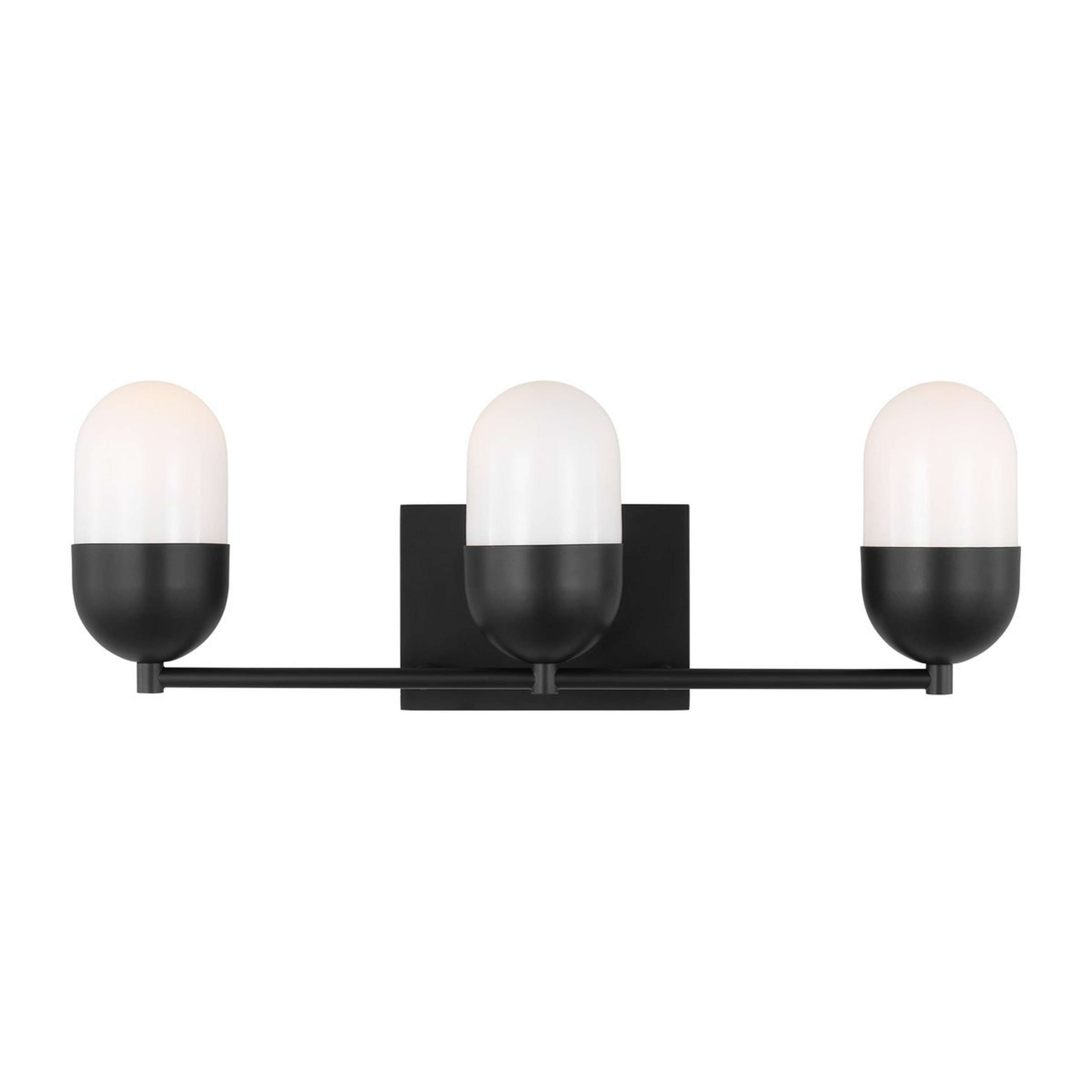 A Foster Vanity Light - 3 Light with Black / Milk Glass color