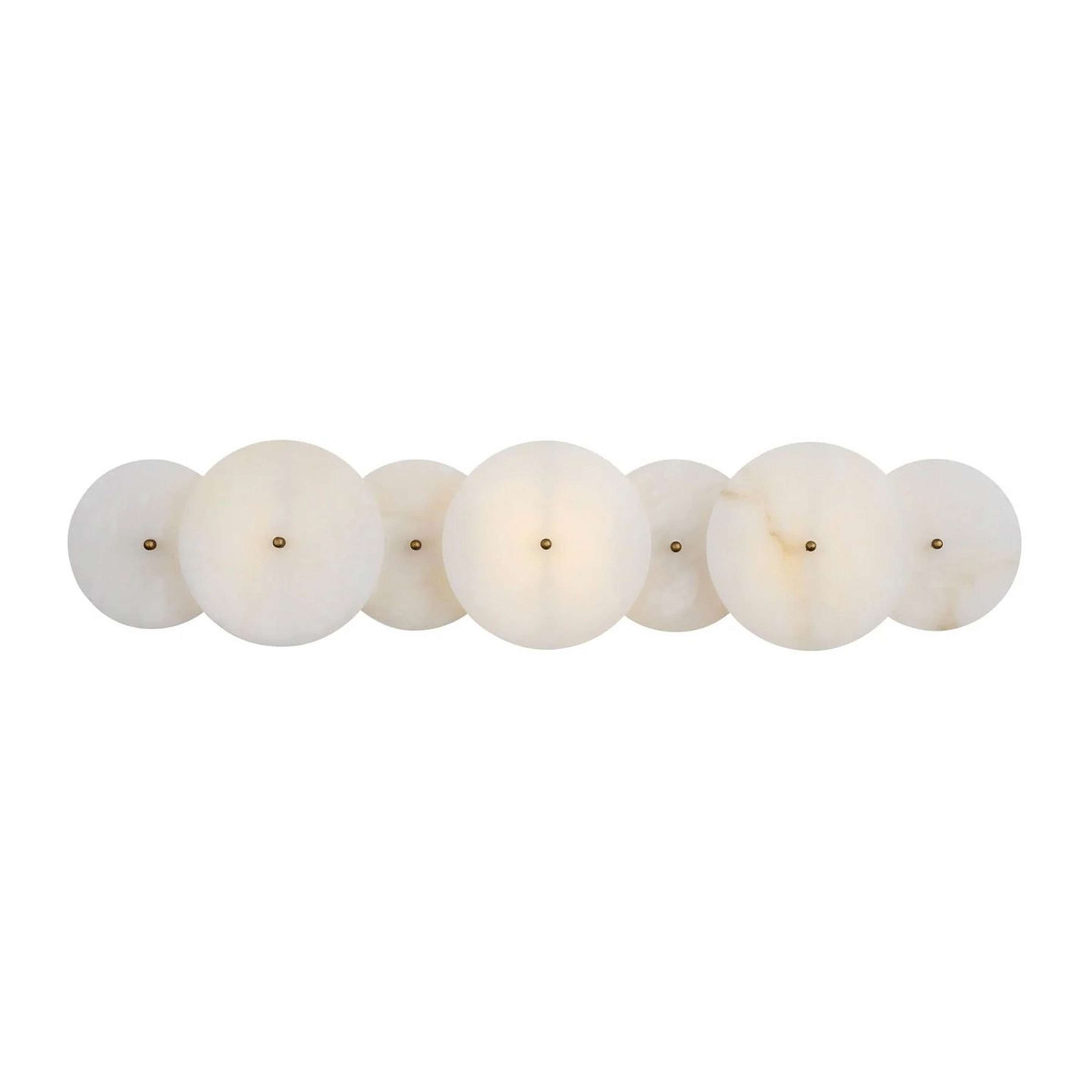 A Lumovas Vanity Light - 3 Light with Aged Gold / Alabaster Discs color