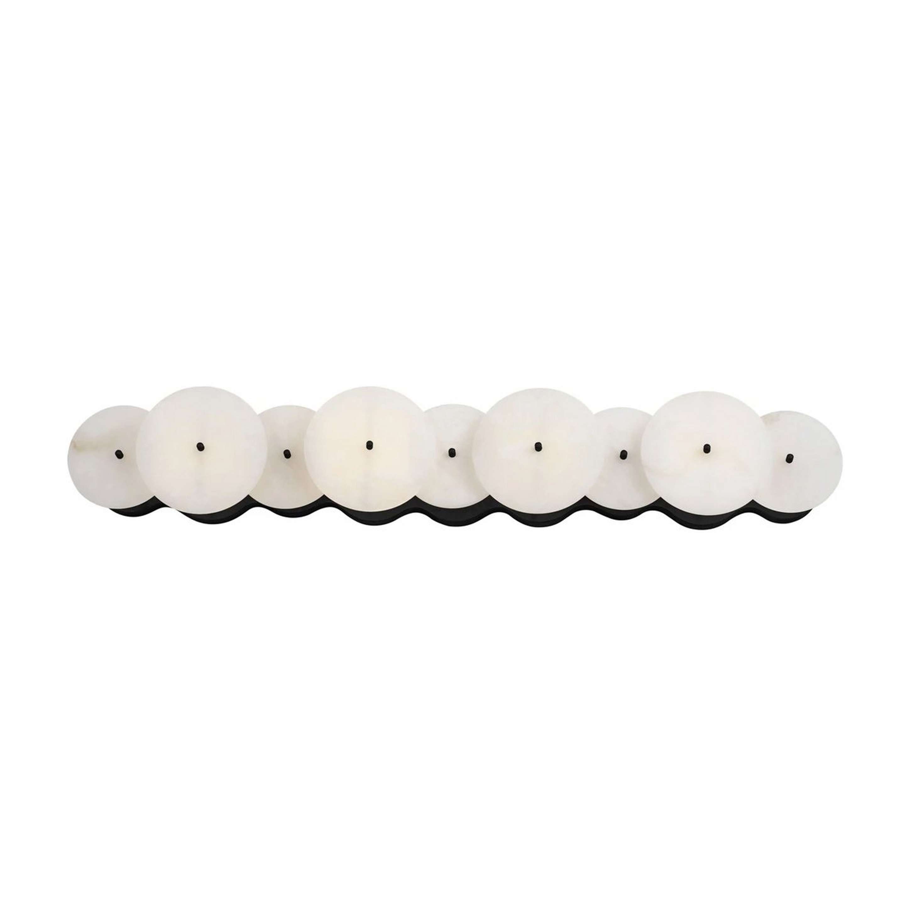 A Lumovas Vanity Light - 4 Light with Matte Black / Alabaster Discs color