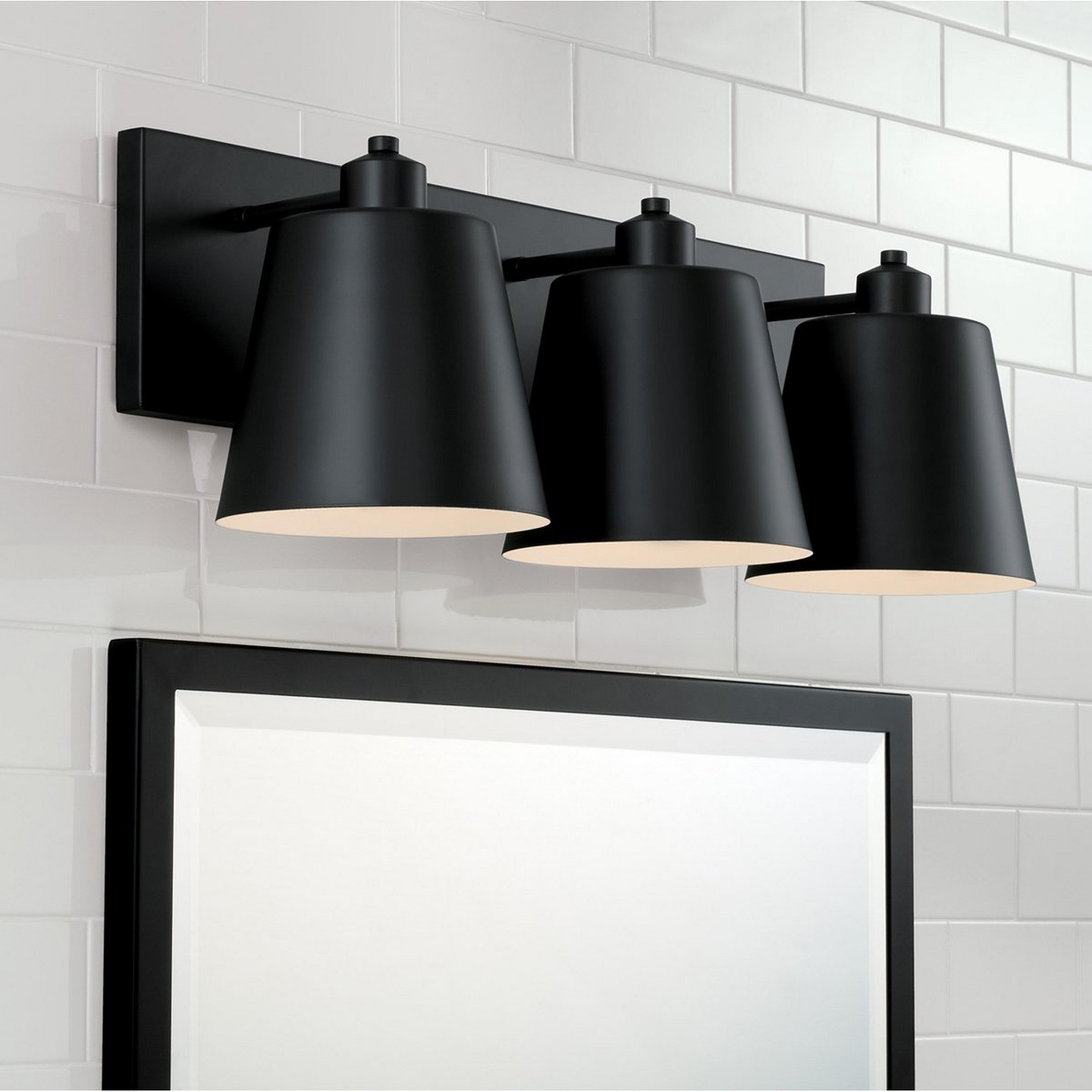 A Paulson Vanity Light - 3 Light with Matte Black color