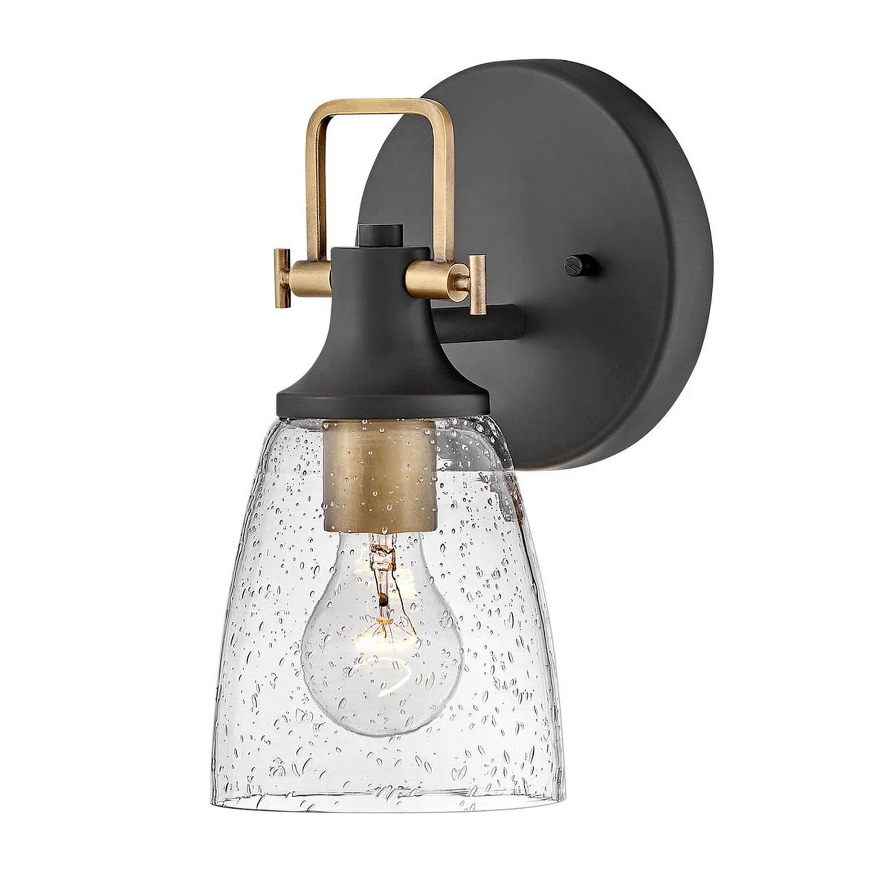 A Ethridge Bath Sconce with Black / Aged Brass / Seeded Glass color
