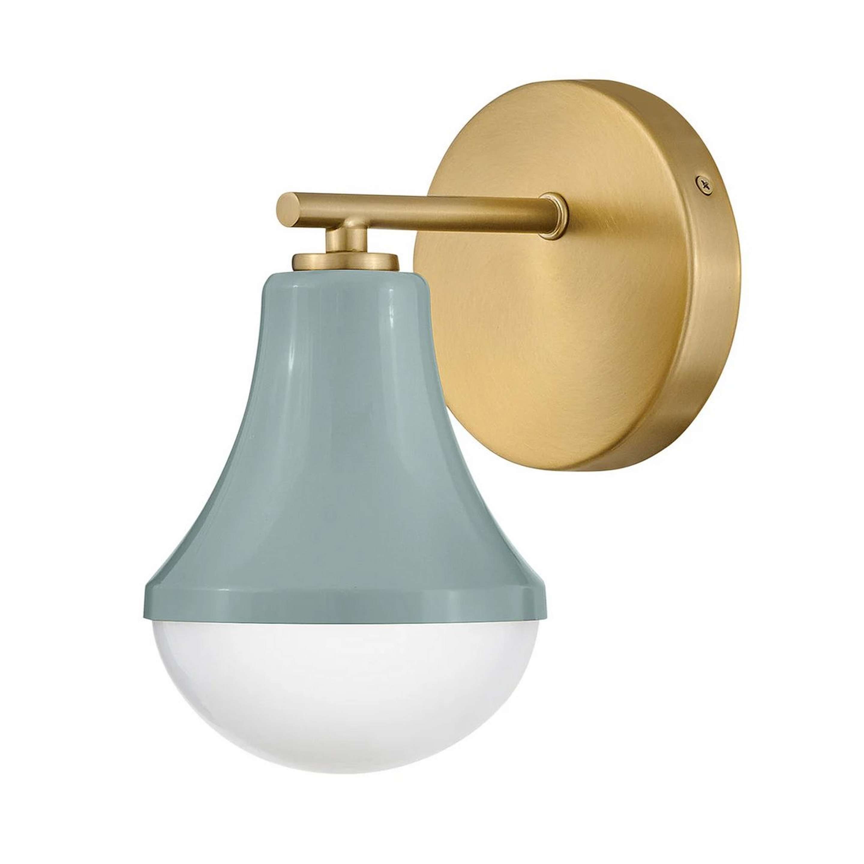 A Rockford Retro Bath Sconce with Brass / Seafoam / Opal Glass color