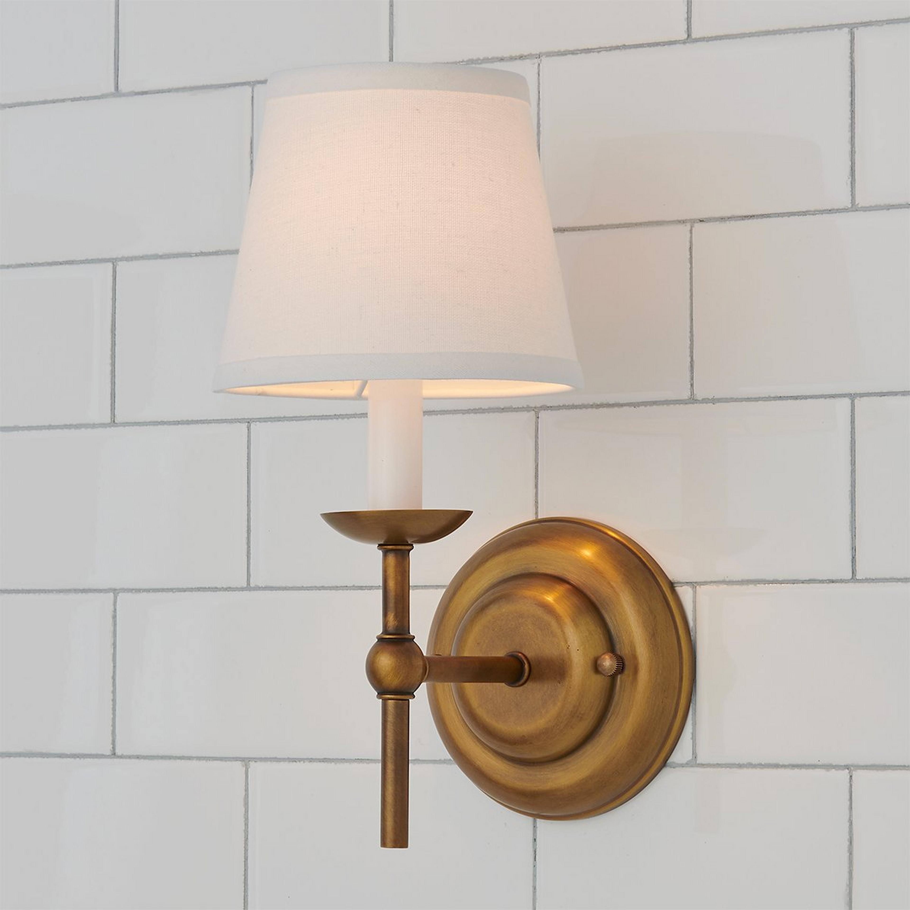 A Erin & Ben Co. Watkins Bath Sconce with Satin Brass color