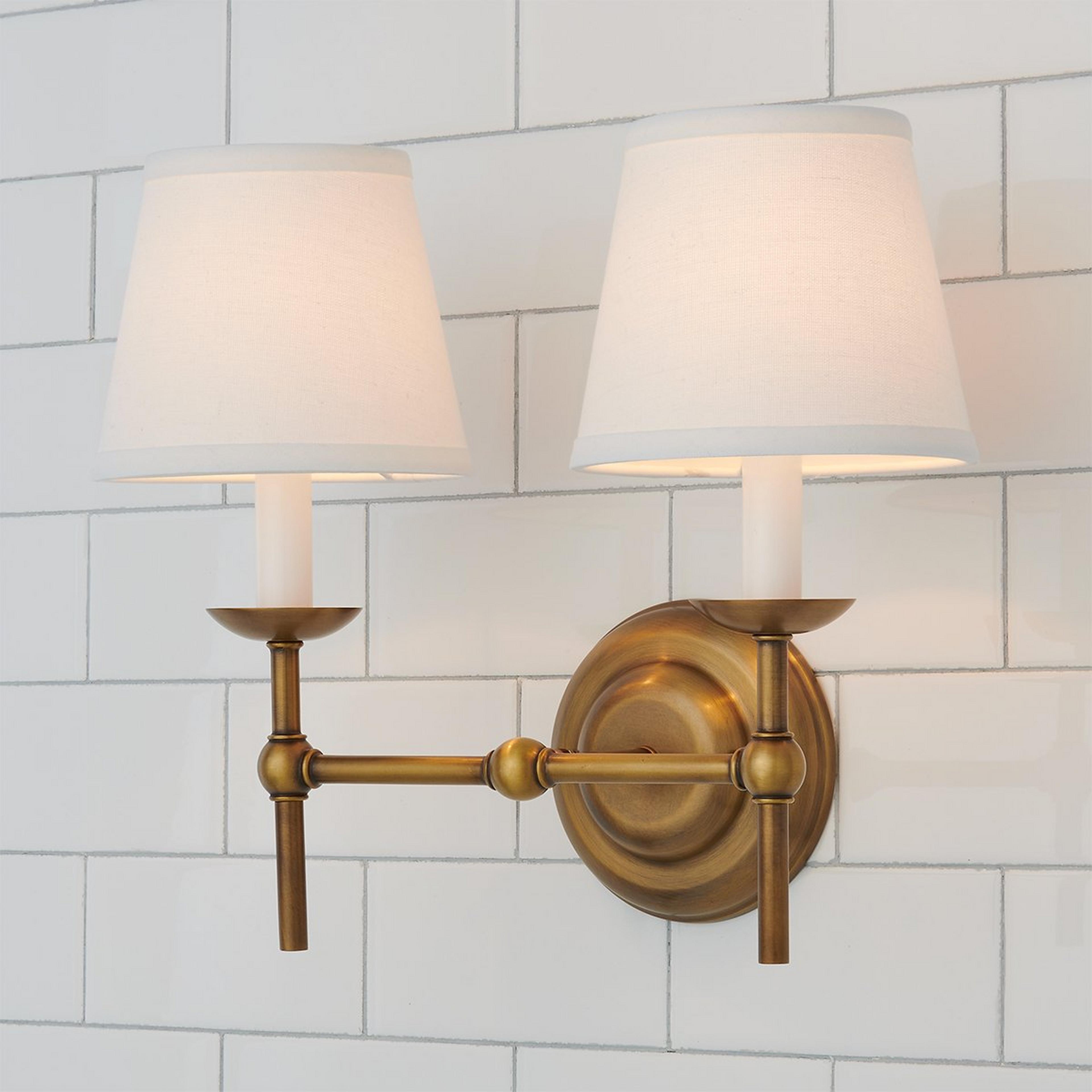 A Erin & Ben Co. Watkins Vanity Light - 2 Light with Satin Brass color