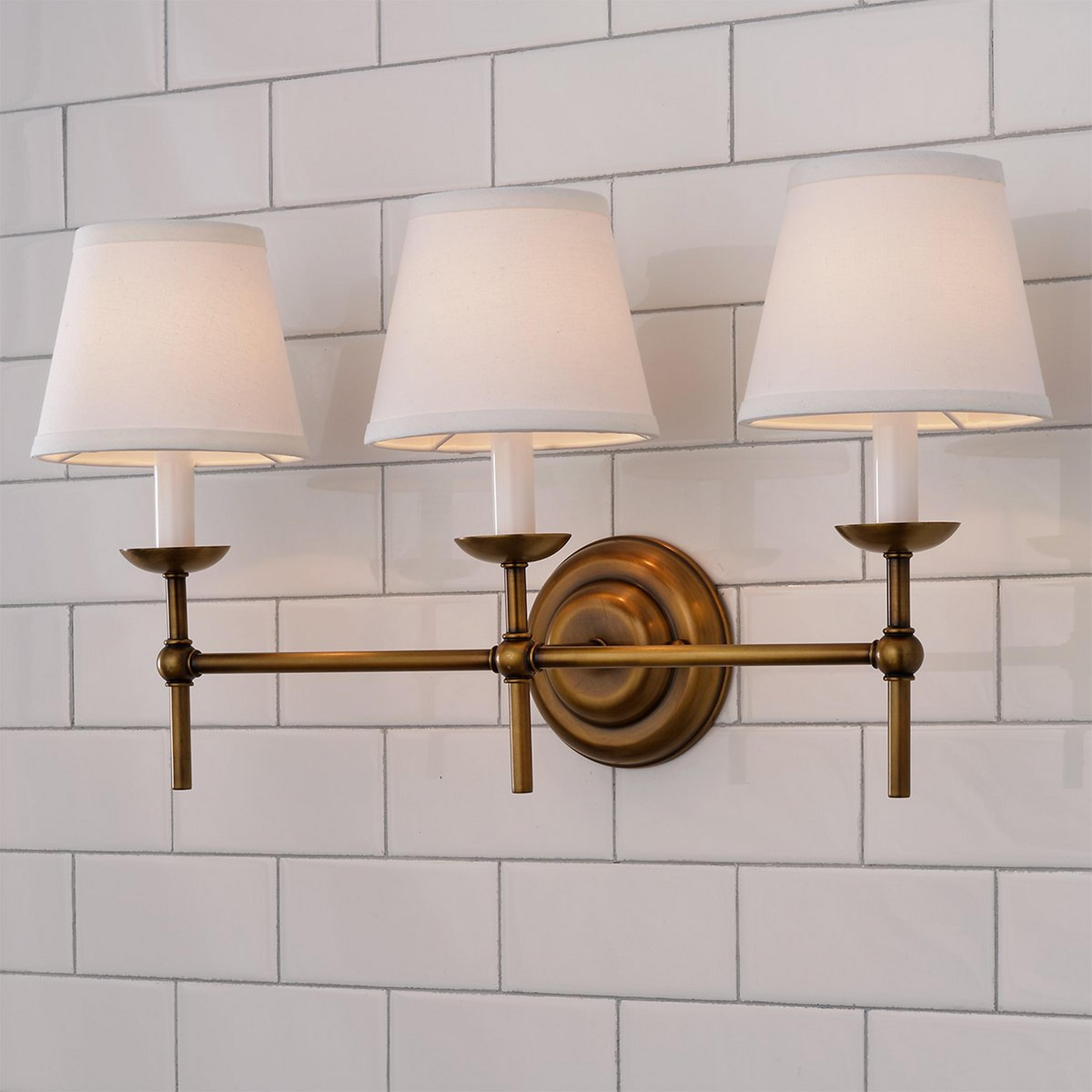 A Erin & Ben Co. Watkins Vanity Light - 3 Light with Satin Brass color