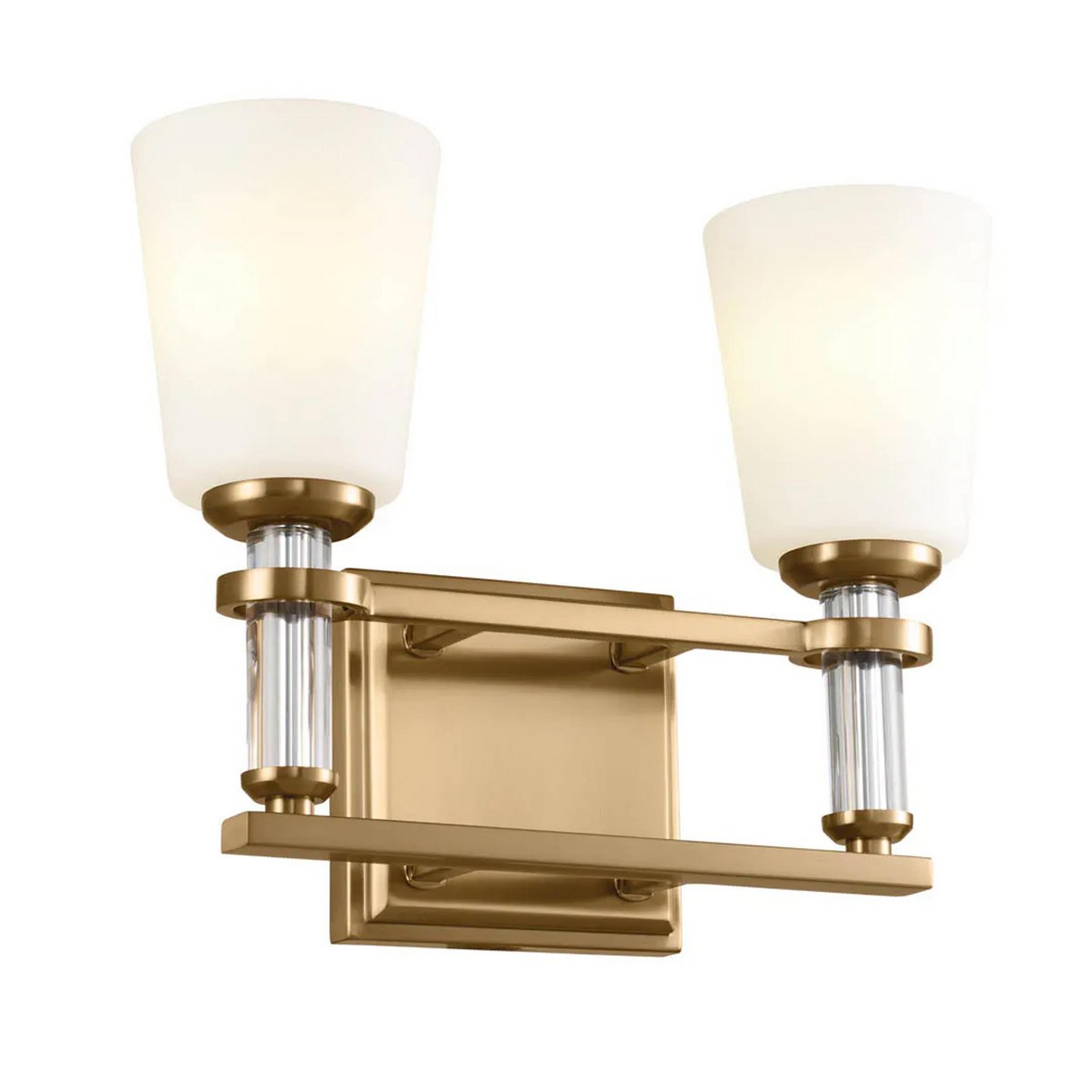 A Castello Vanity Light  - 2 Light with Brushed Brass / Clear Crystal color