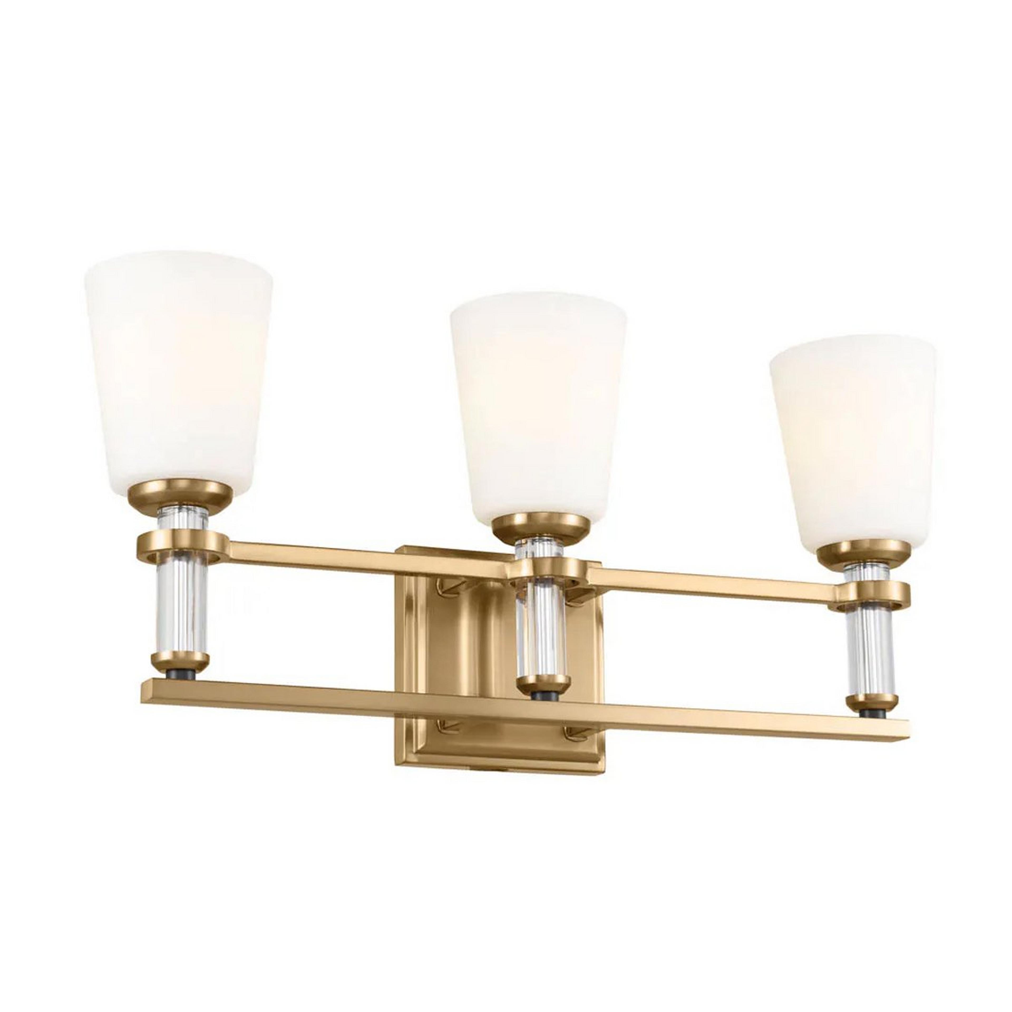 A Castello Vanity Light - 3 Light with Brushed Brass / Clear Crystal color
