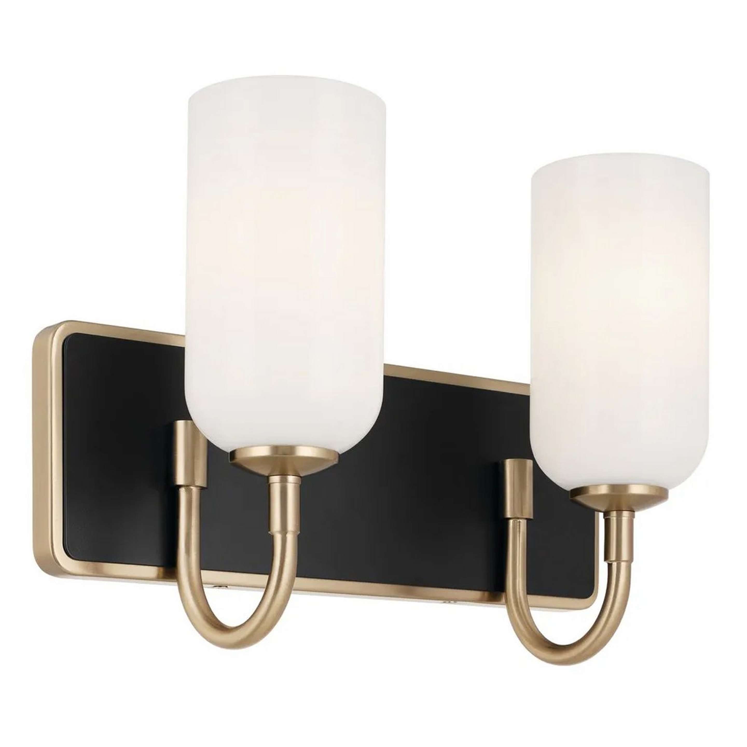 A Zakai Vanity Light - 2 Light with Champagne Bronze / Black / Opal Glass color