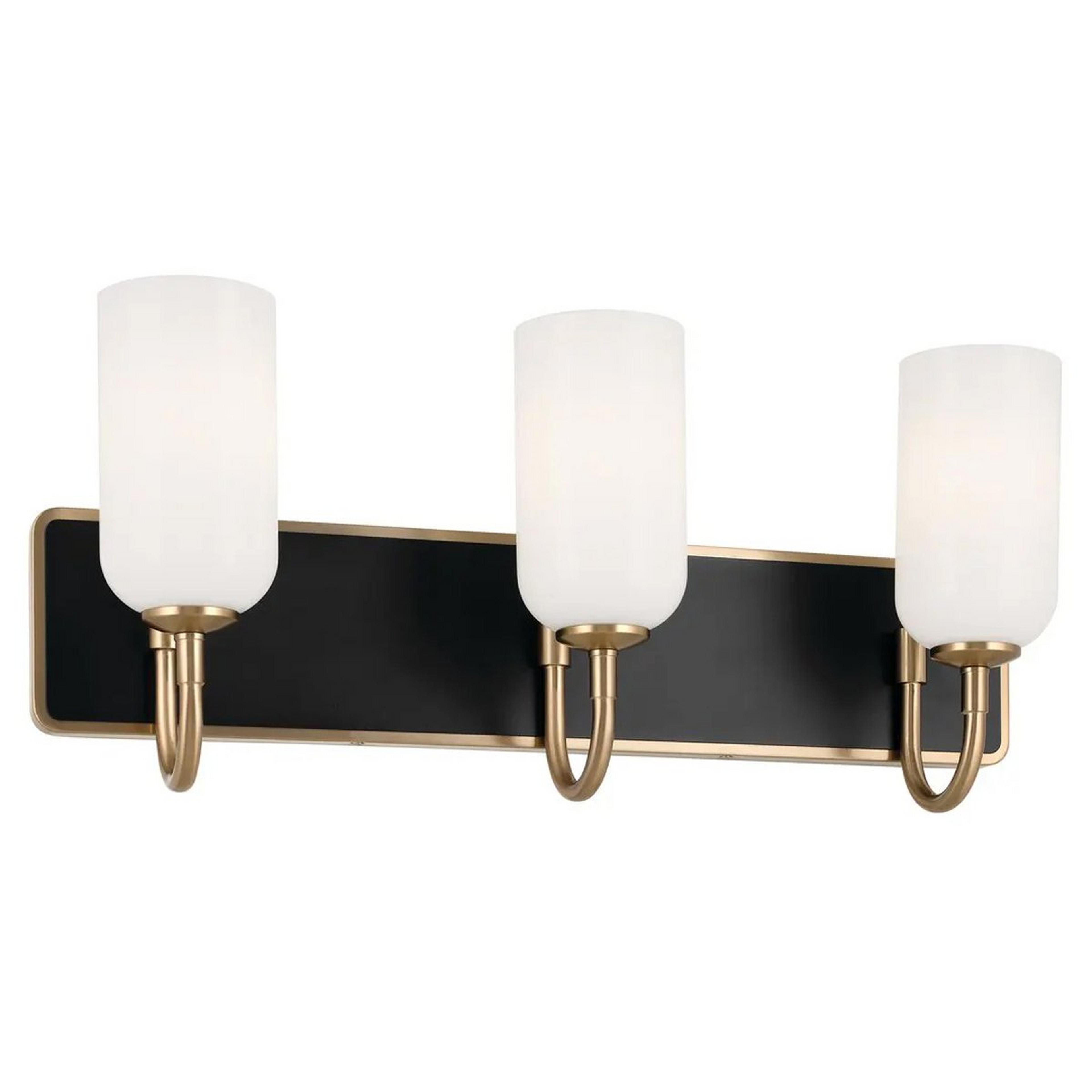 A Zakai Vanity Light - 3 Light with Champagne Bronze / Black / Opal Glass color
