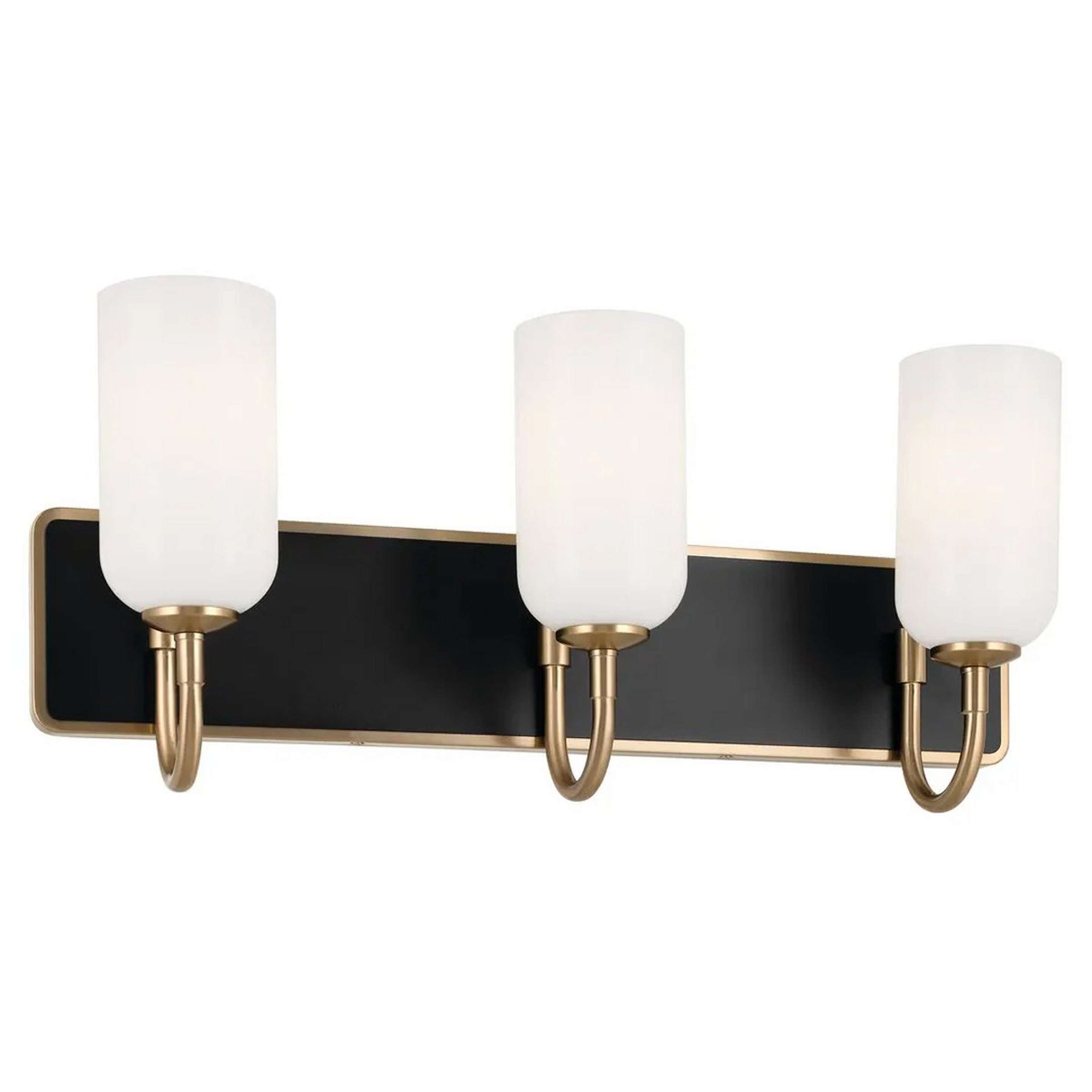 A Zakai Vanity Light - 3 Light with Champagne Bronze / Black / Opal Glass color