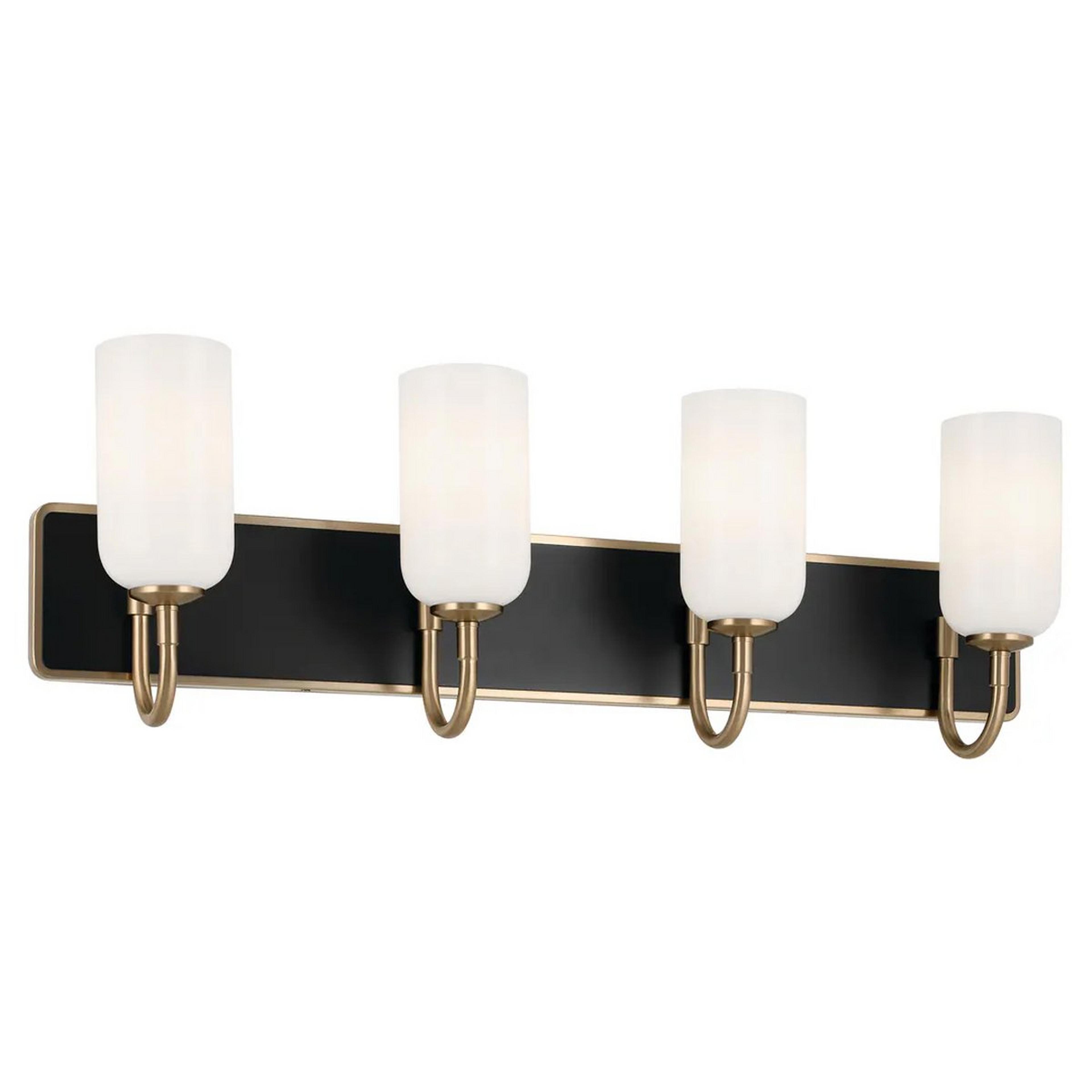A Zakai Vanity Light - 4 Light with Champagne Bronze / Black / Opal Glass color