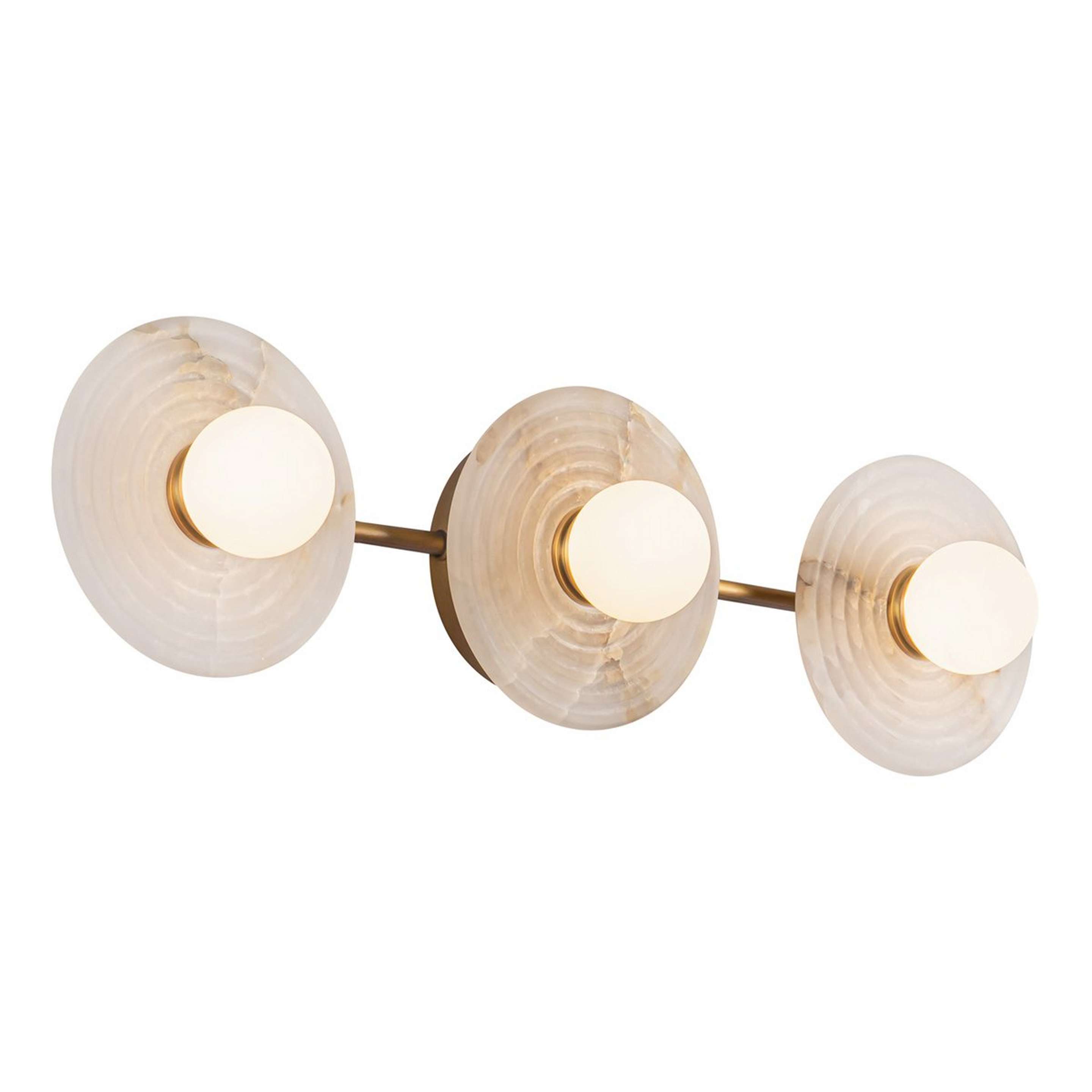 A Humboldt LED Vanity Light - 3 Light with Aged Brass / Alabaster / Opal Glass color