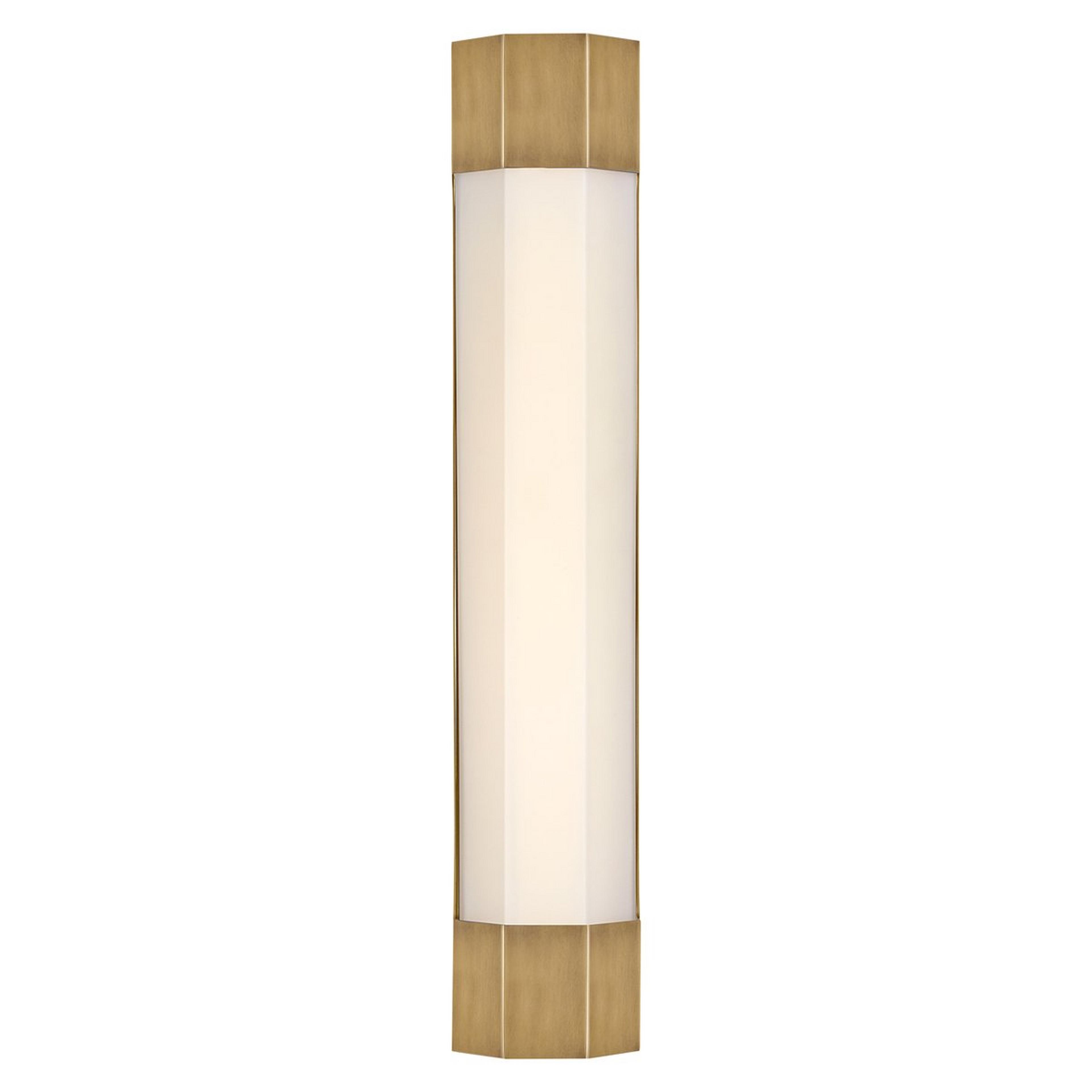 A Contemporary Hexagon LED Pocket Sconce with Aged Brass color