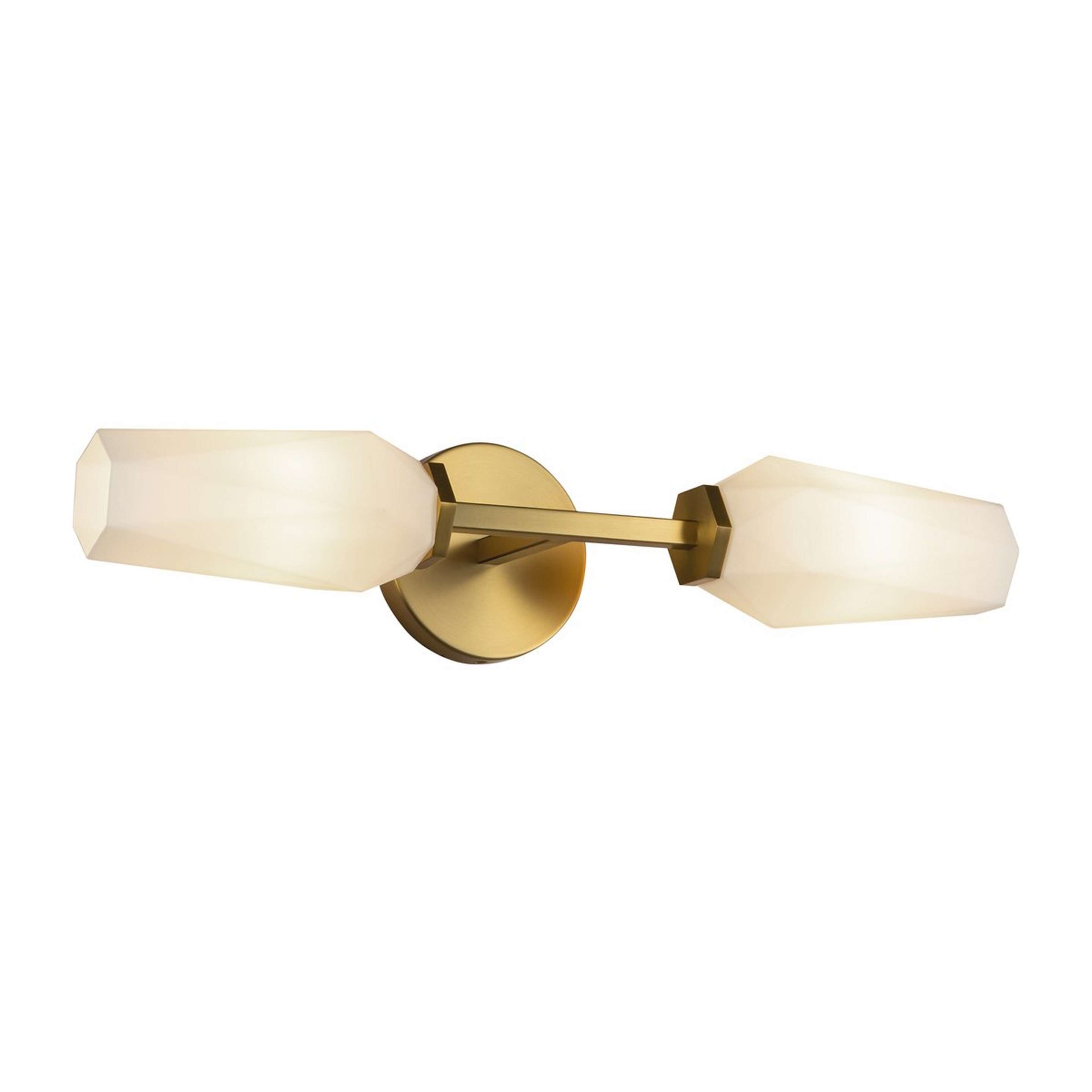 A Gem-Cut Vanity Light with Brushed Gold / Opal Glass color