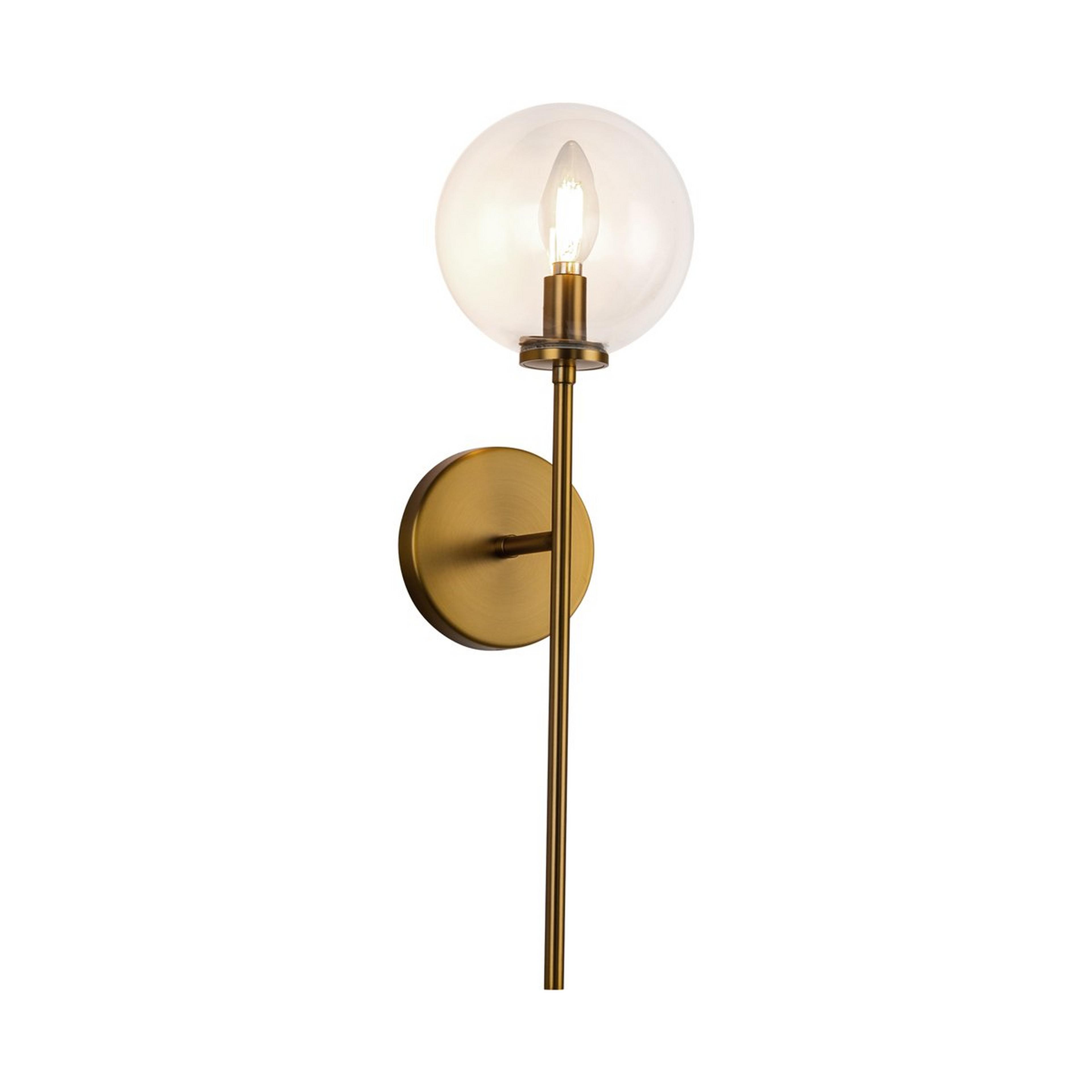 A Algonac Bath Sconce - Clear with Aged Gold / Clear Glass color