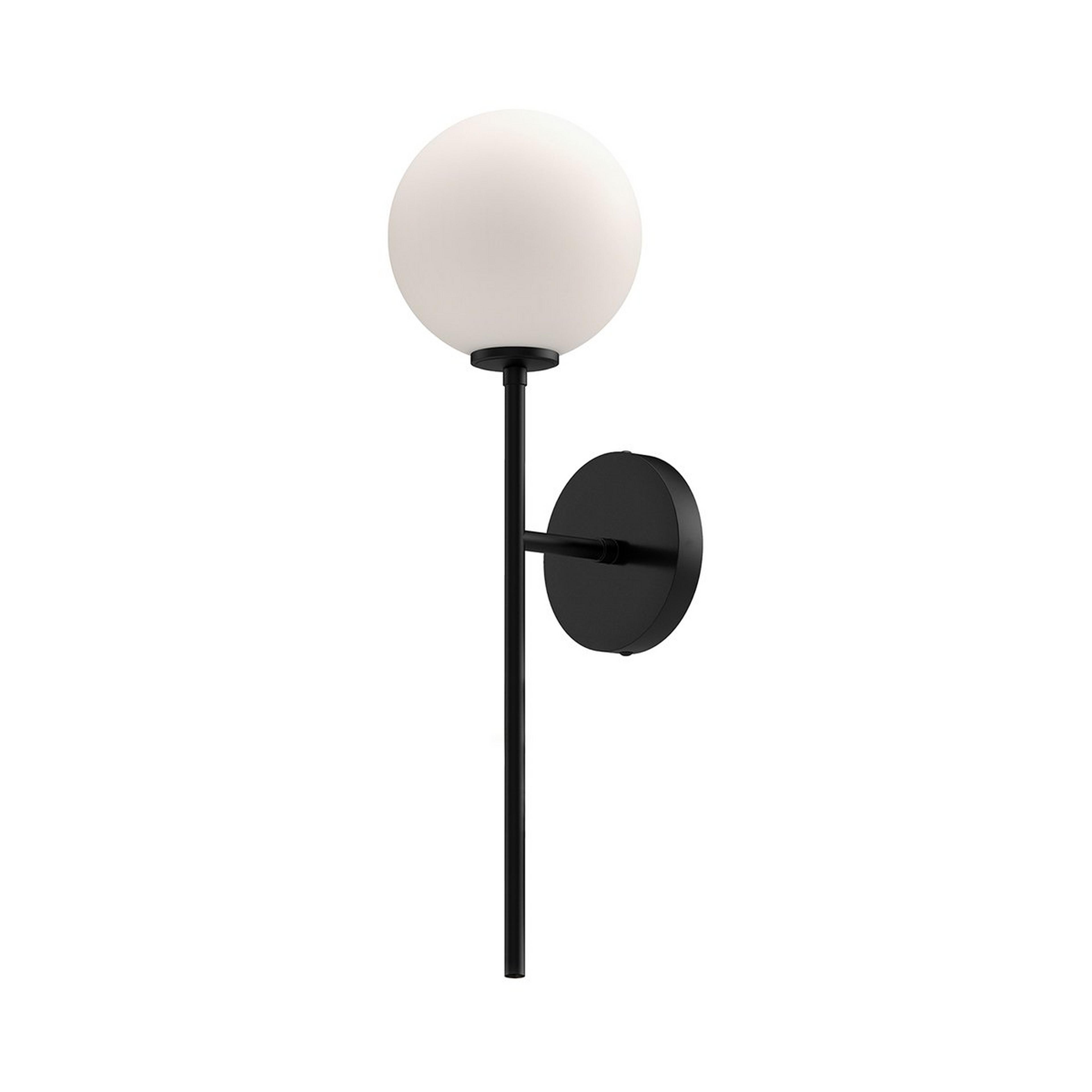 A Algonac Bath Sconce - Opal with Matte Black / Matte Opal Glass color