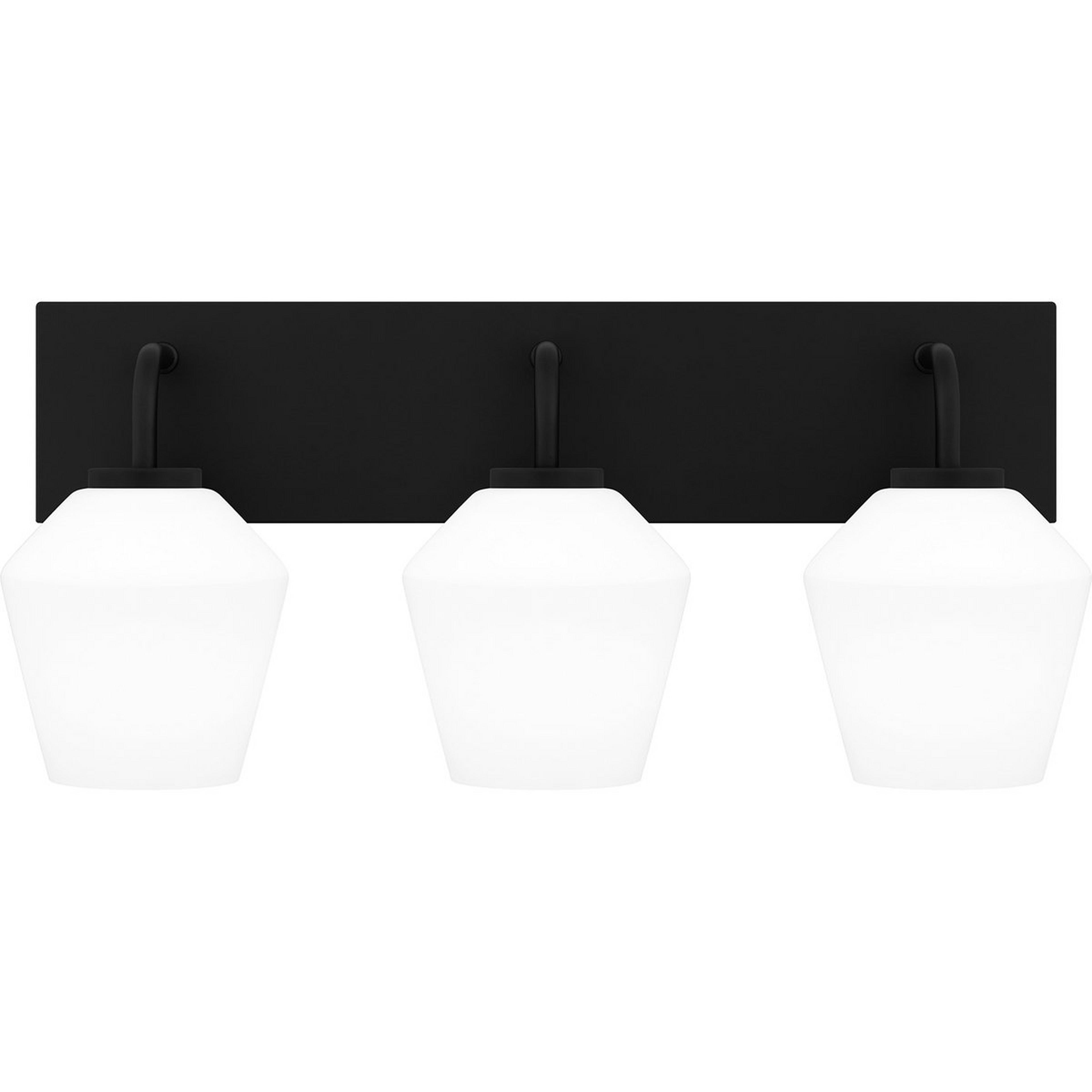 A Riverside Vanity Light - 3 Light with Matte Black / White Glass color