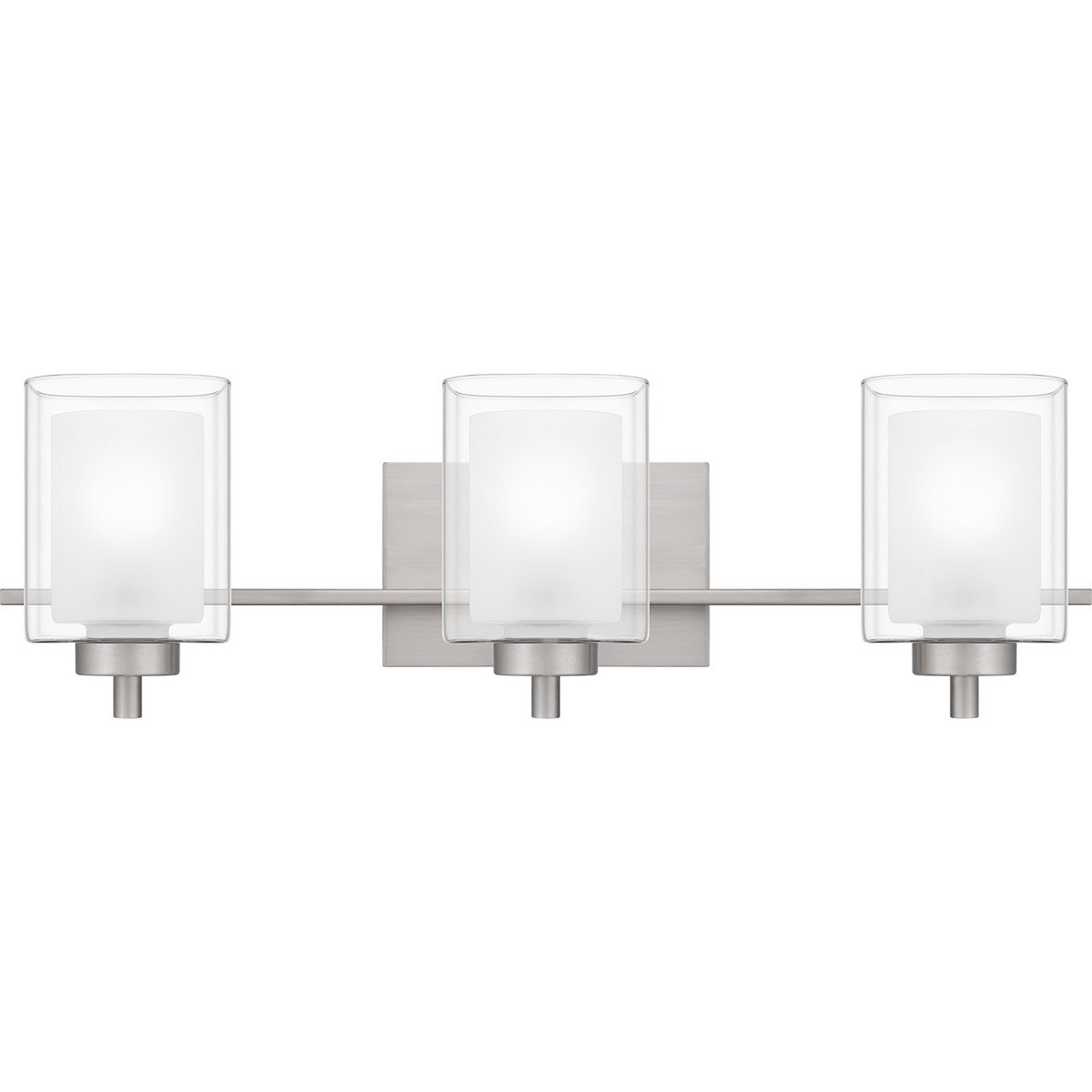 A Delora Vanity Light - 3 Light with Brushed Nickel / Opal Glass / Clear Glass color