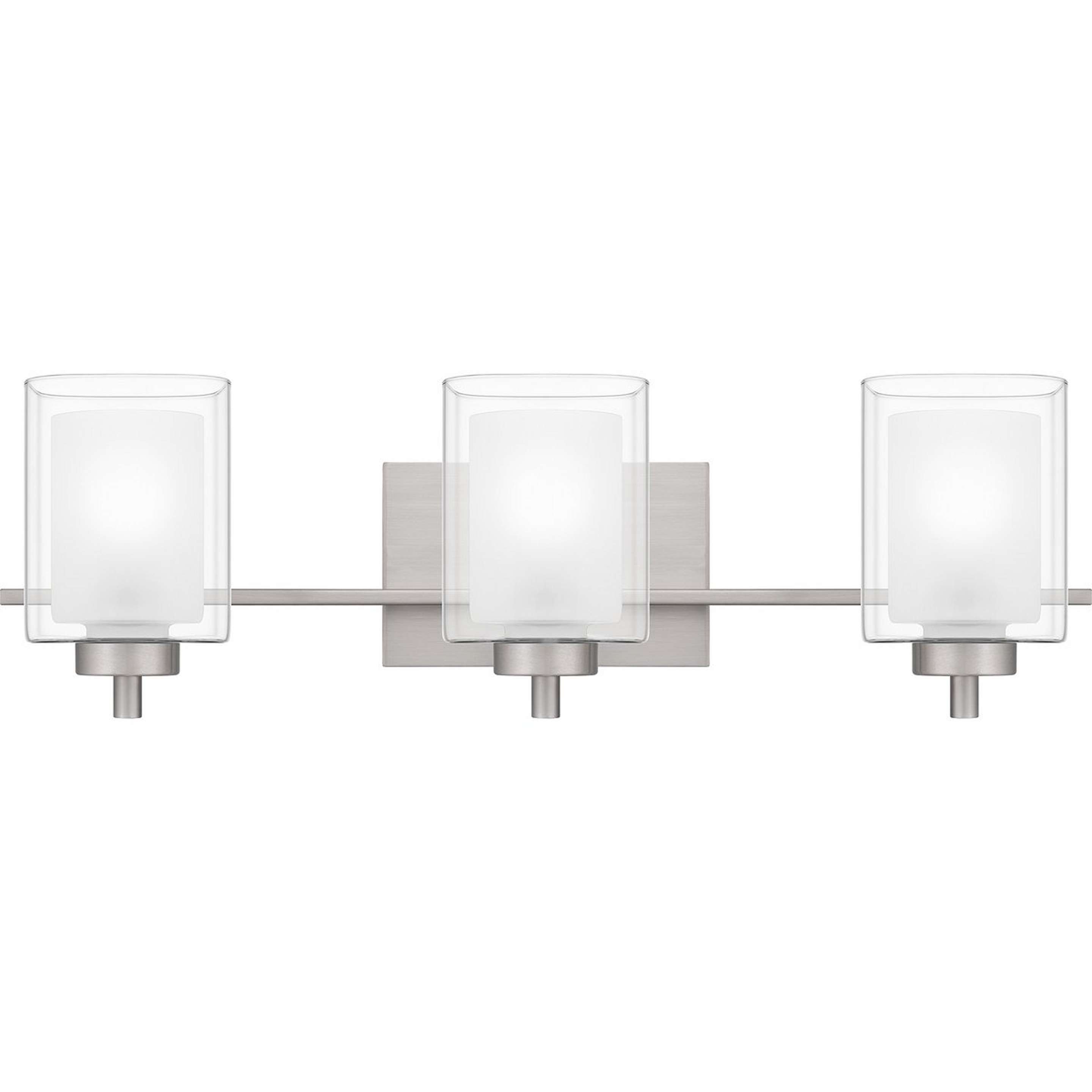 A Delora Vanity Light - 3 Light with Brushed Nickel / Opal Glass / Clear Glass color
