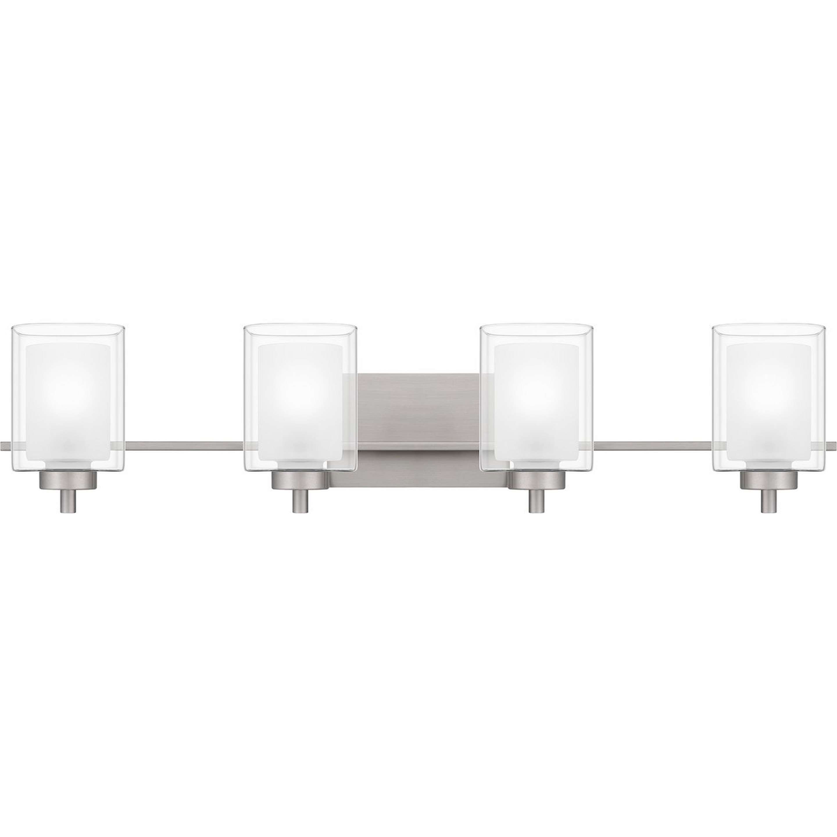 A Delora Vanity Light - 4 Light with Brushed Nickel / Opal Glass / Clear Glass color