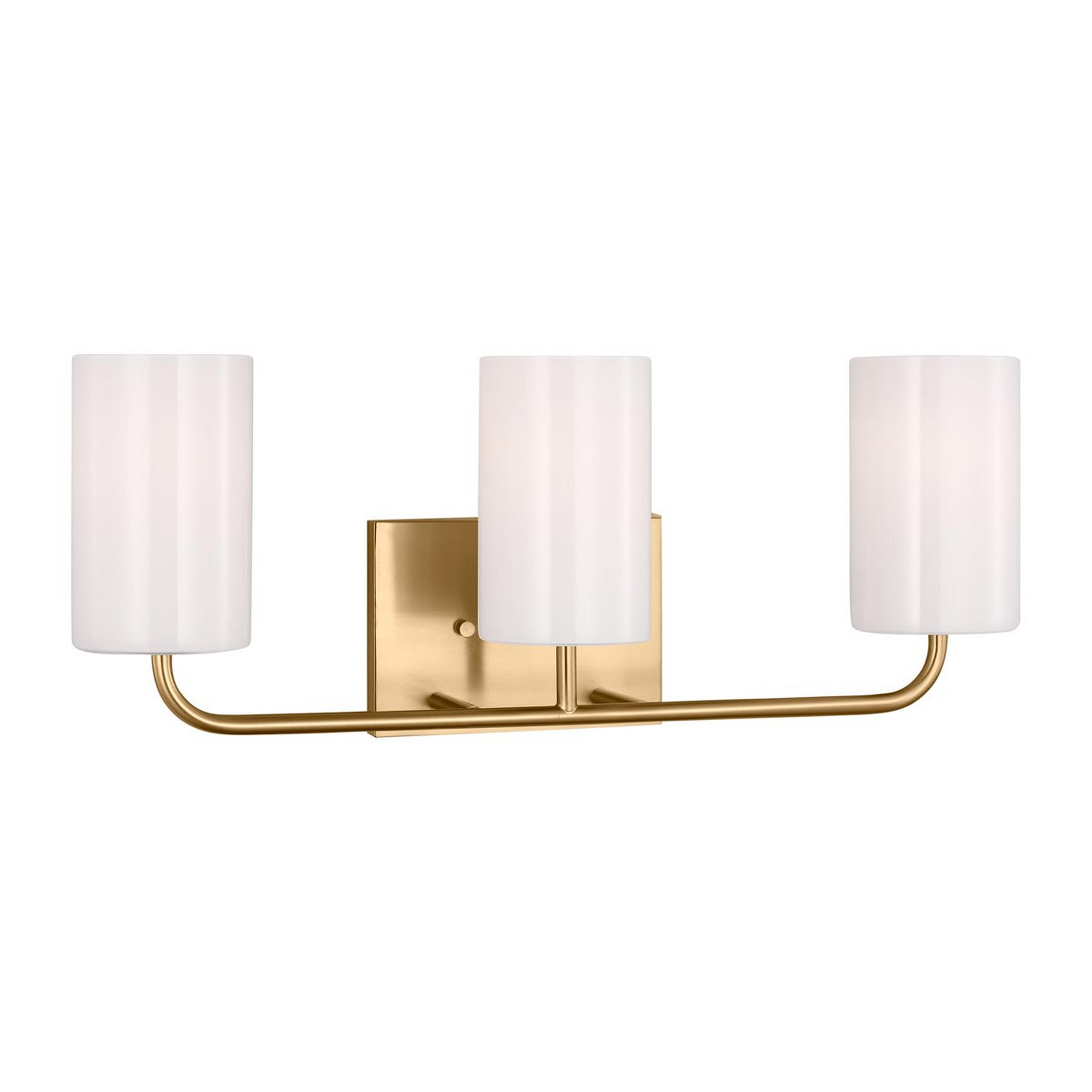 A Akita Vanity Light - 3 Light with Satin Brass / White Glass color