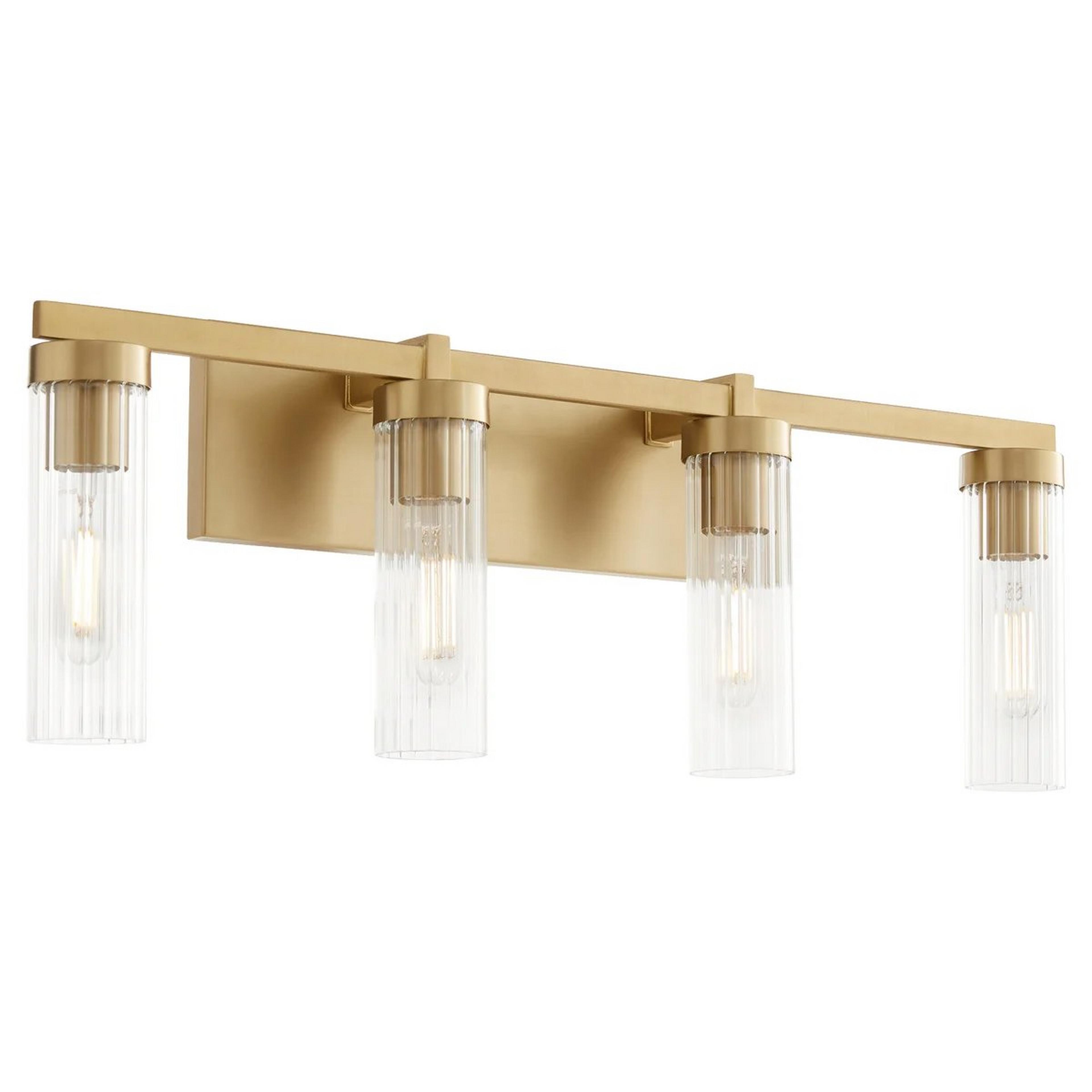 A Velleron Vanity Light - 4 Light with Aged Brass / Clear Glass color