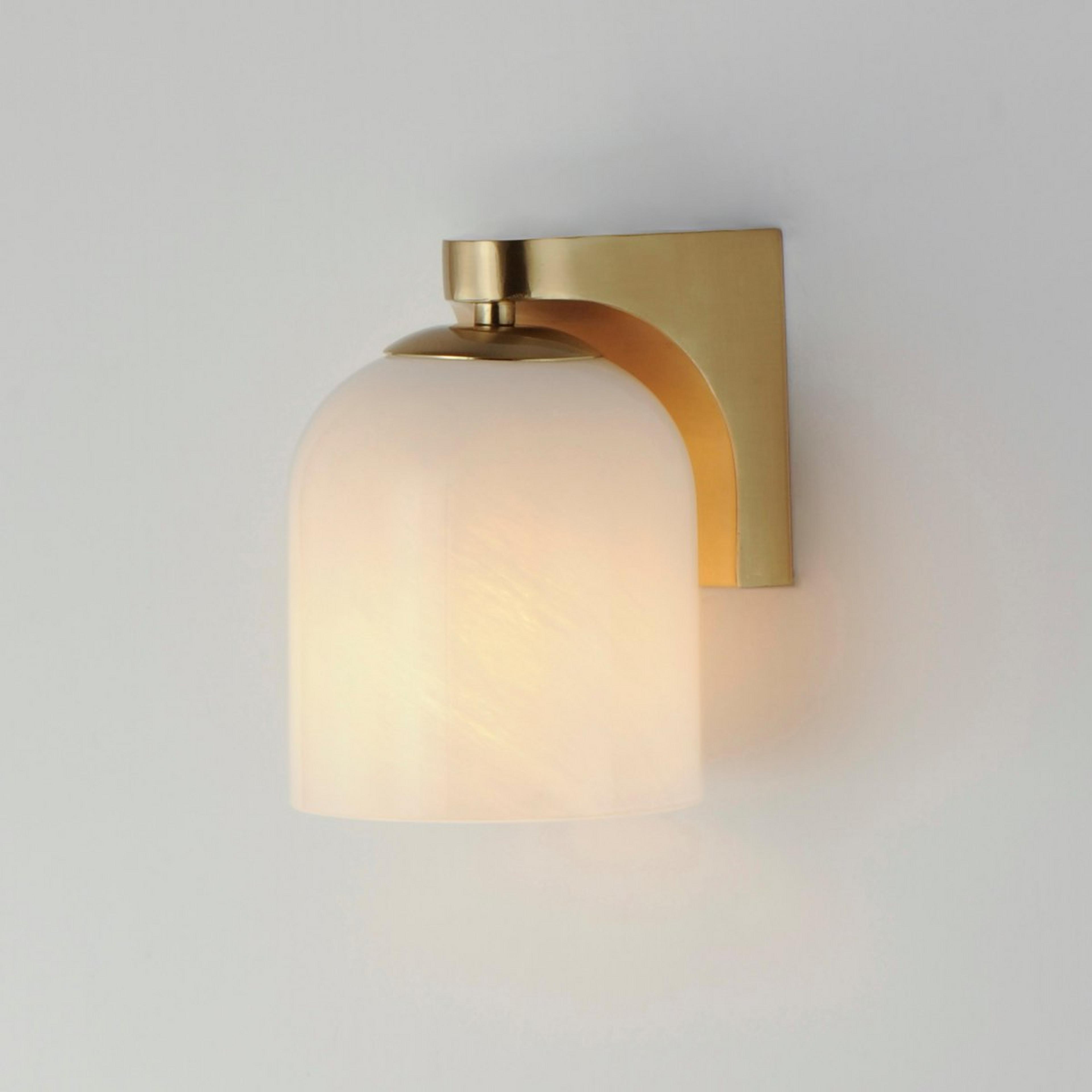 A Amanda Bath Sconce - Striated with Natural Brass / Striated Glass color