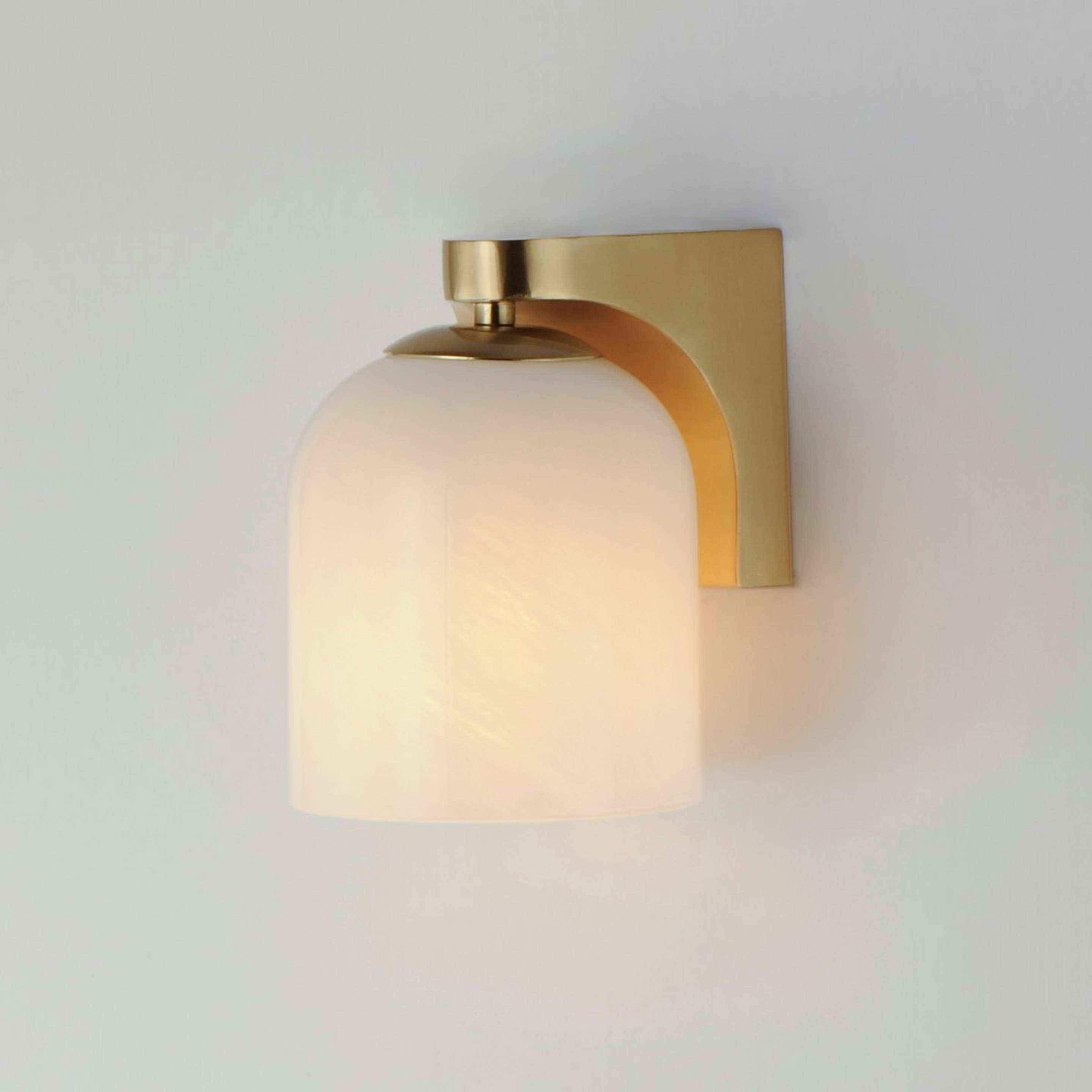 A Amanda Bath Sconce - Striated with Natural Brass / Striated Glass color