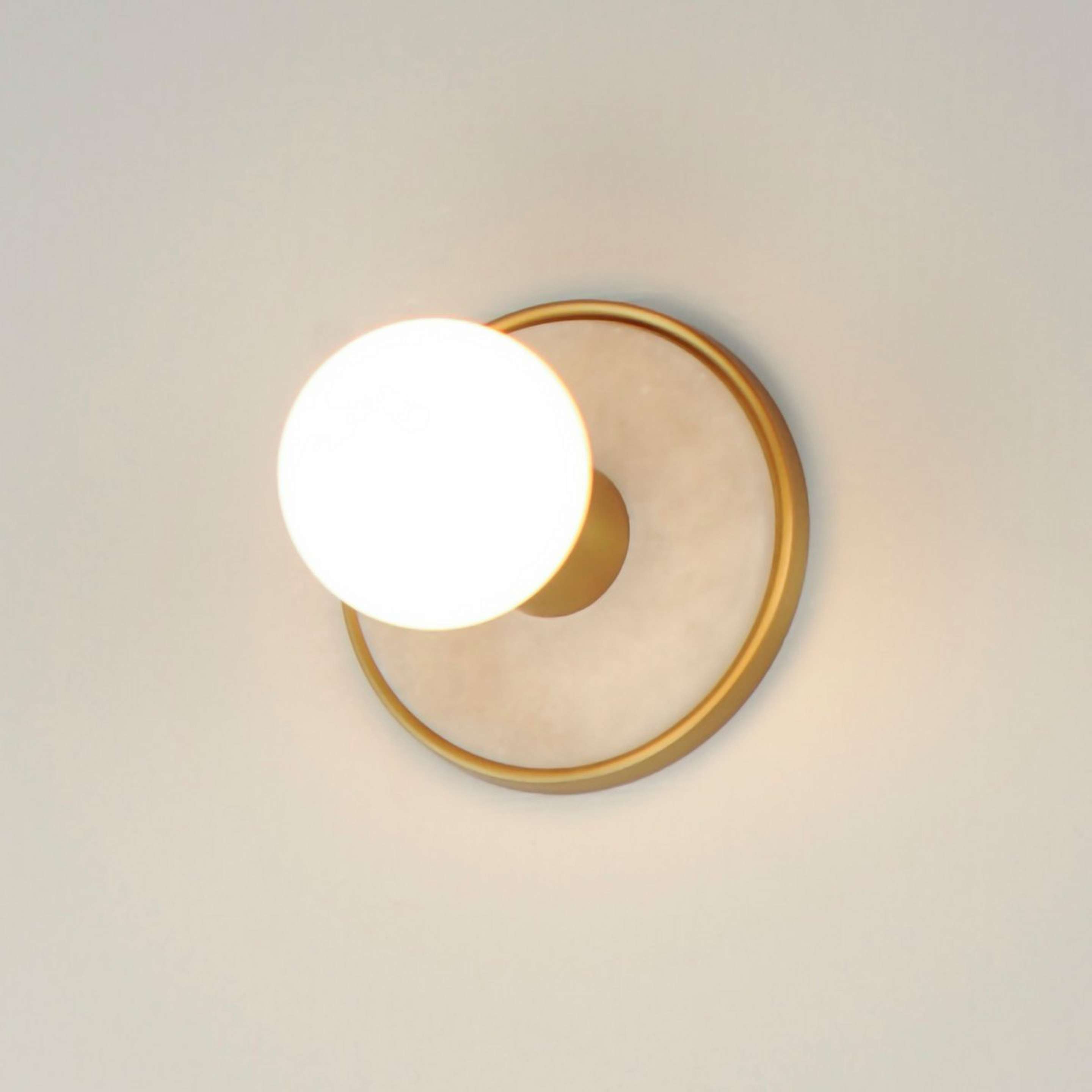 A Starling Bath Sconce - Alabaster with Natural Brass / Natural Alabaster color