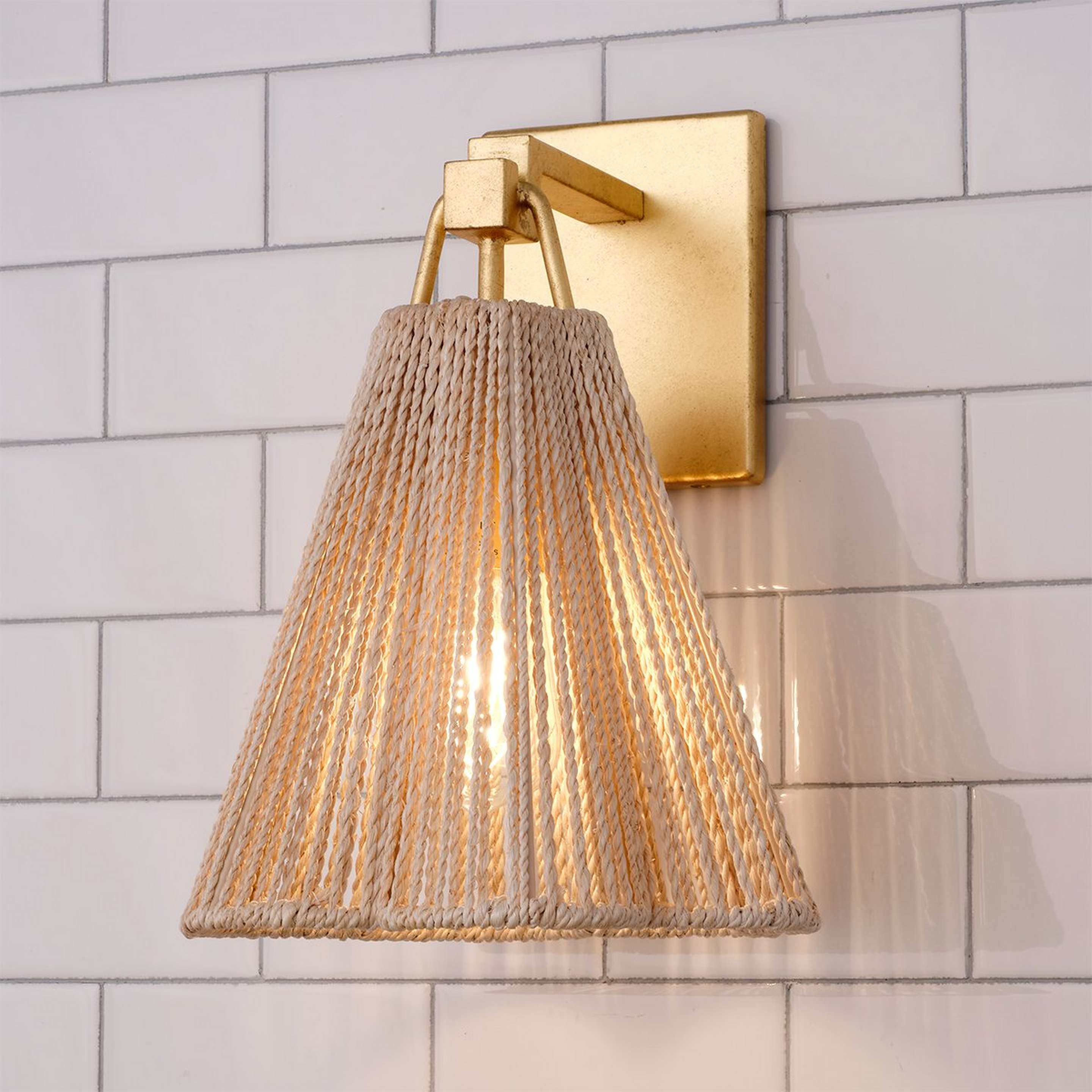A Bernini Bath Sconce with Gold Leaf / Natural Rope color