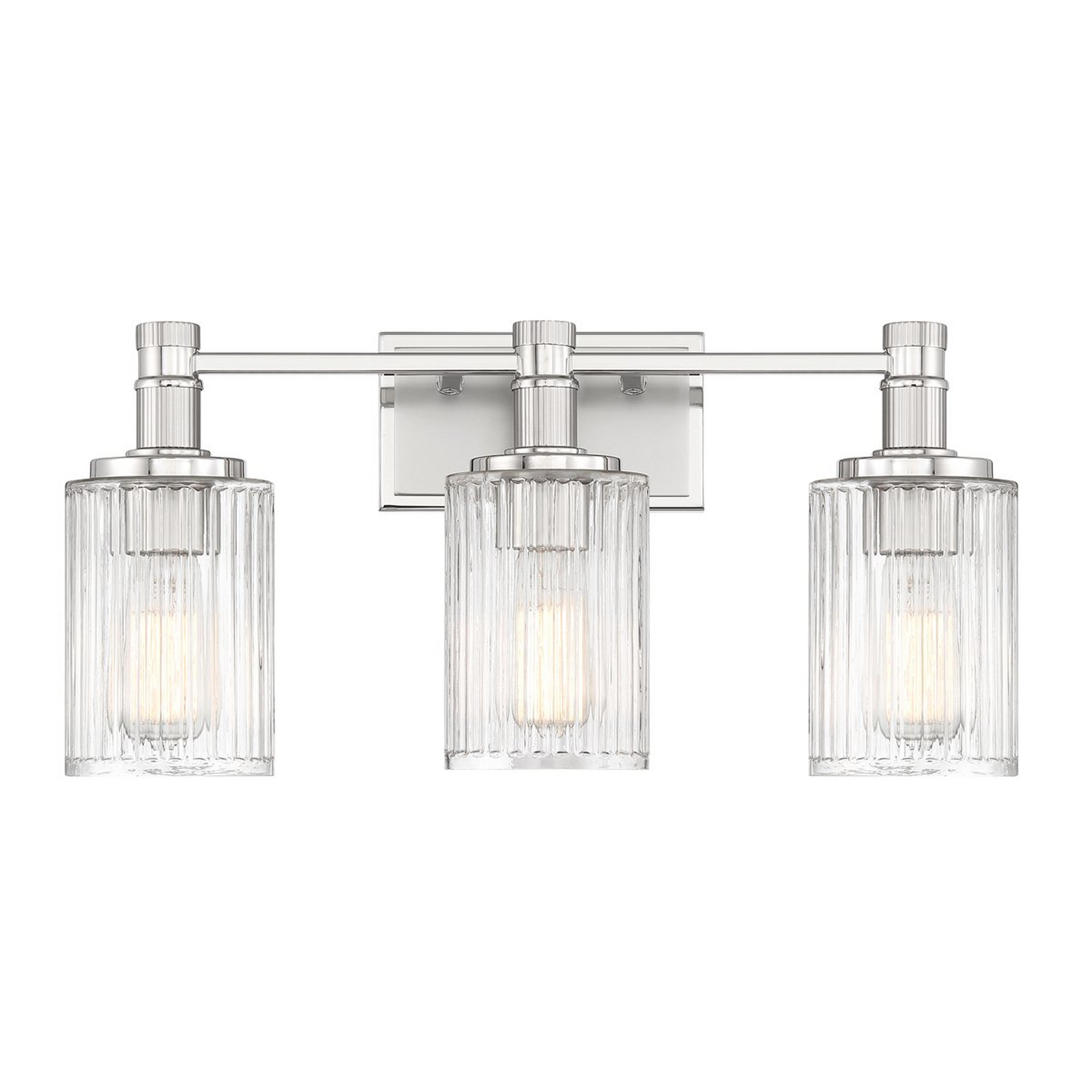 A Lunario Vanity Light - 3 Light with Silver / Polished Nickel color