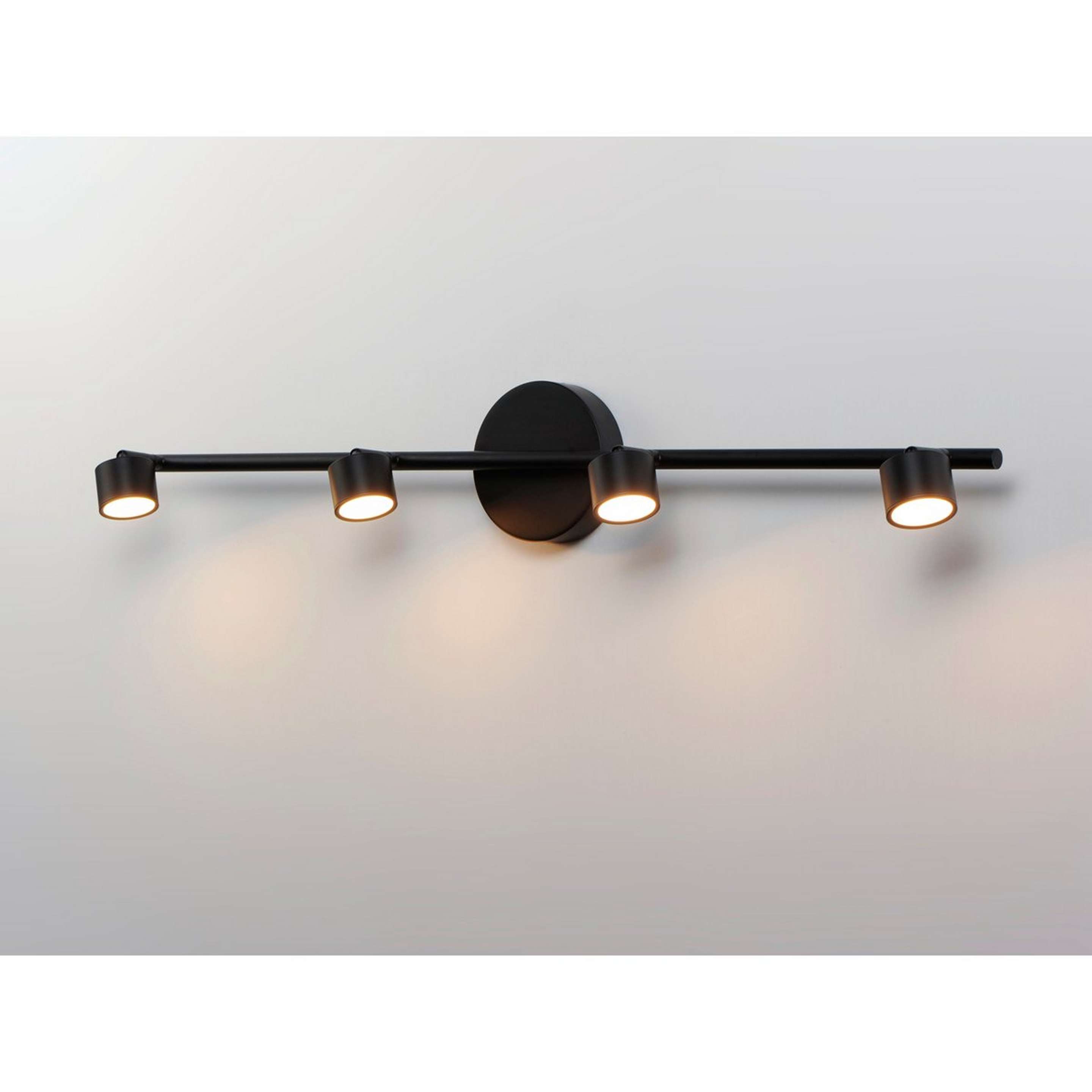A Russell Fixed Rail LED Vanity Light - 4 Light with Black color