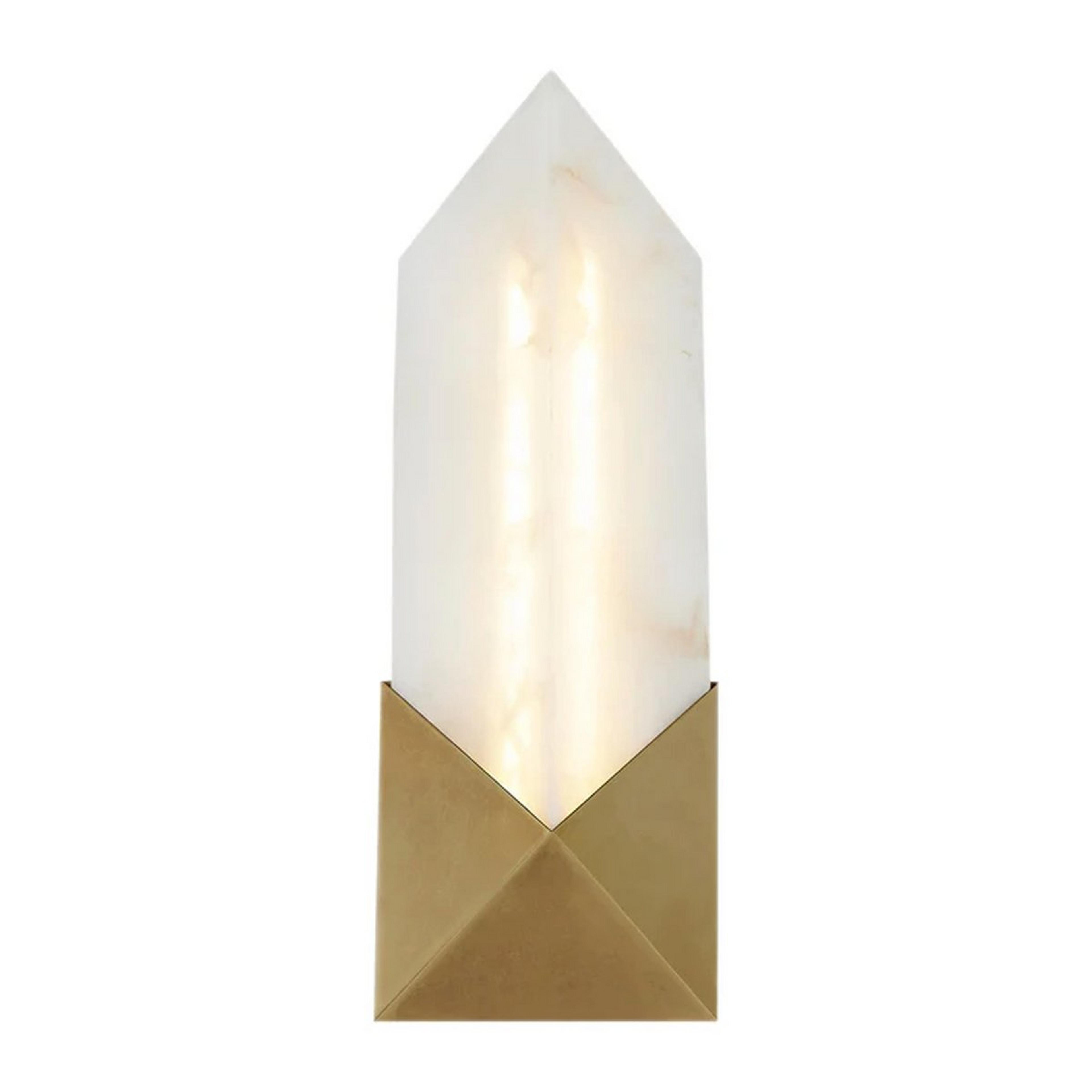 A Merx Alabaster LED Bath Sconce with Aged Brass / Natural Alabaster color