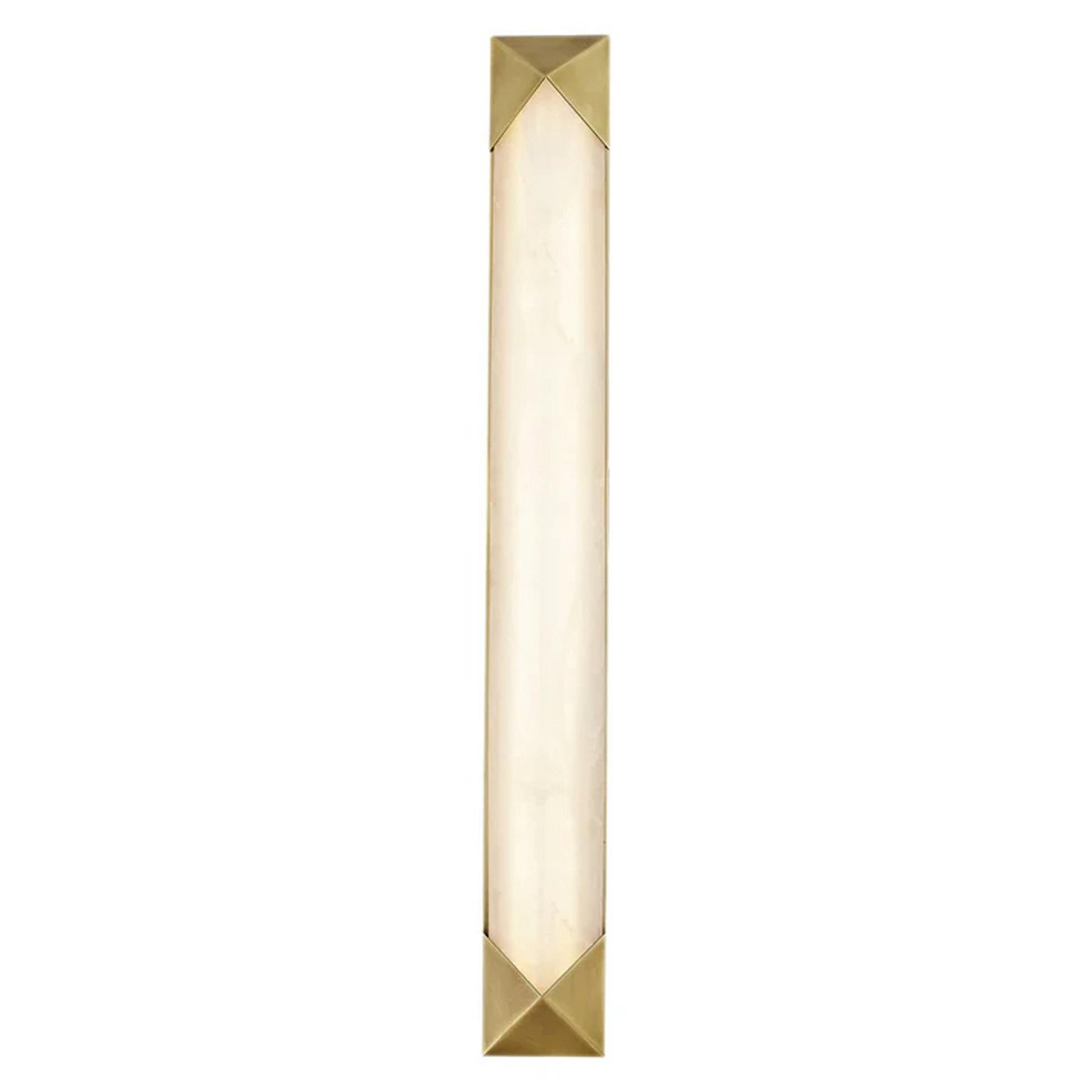A Merx Alabaster LED Vanity Light with Aged Brass / Natural Alabaster color