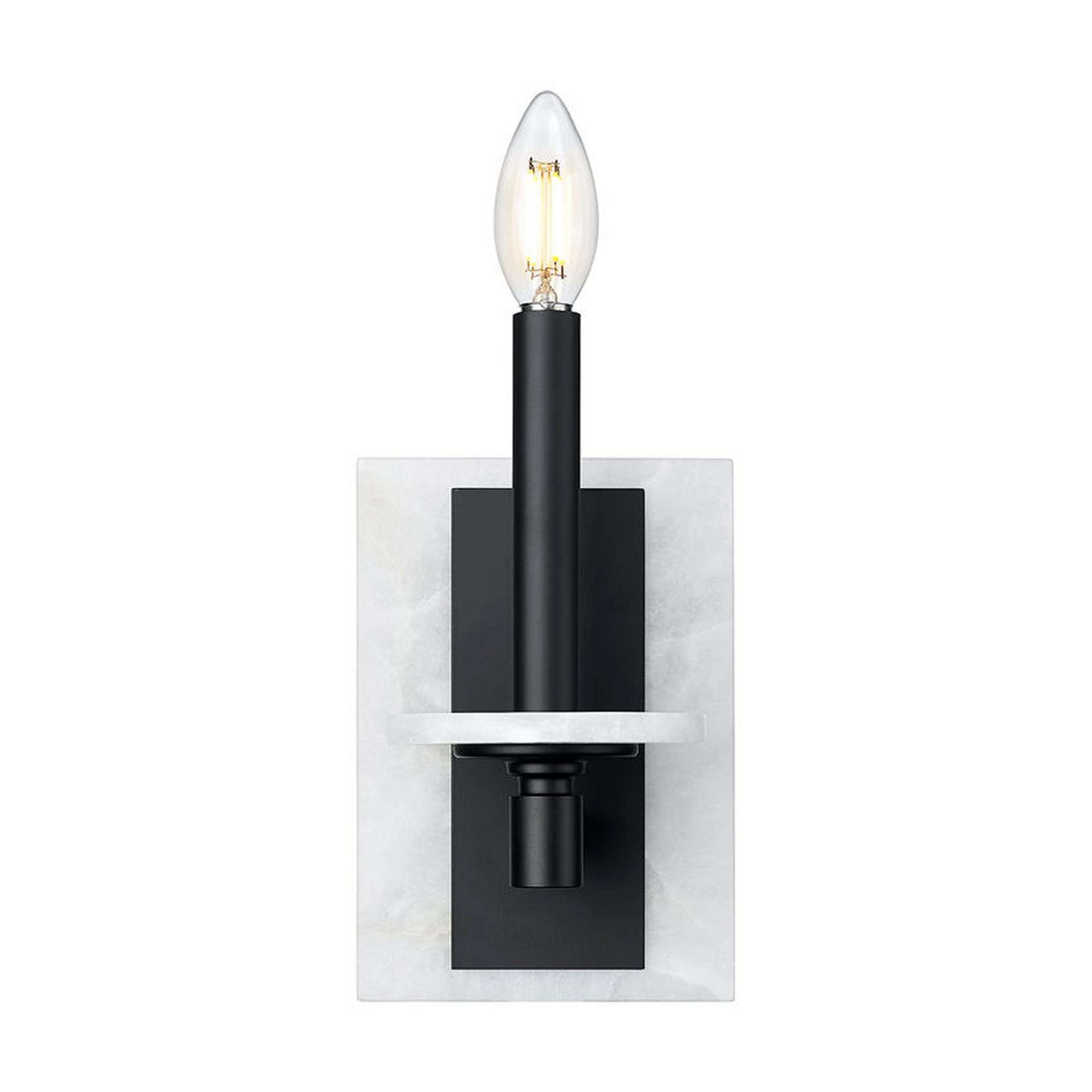 A Mestra Alabaster Bath Sconce with Alabaster / Matte Black color