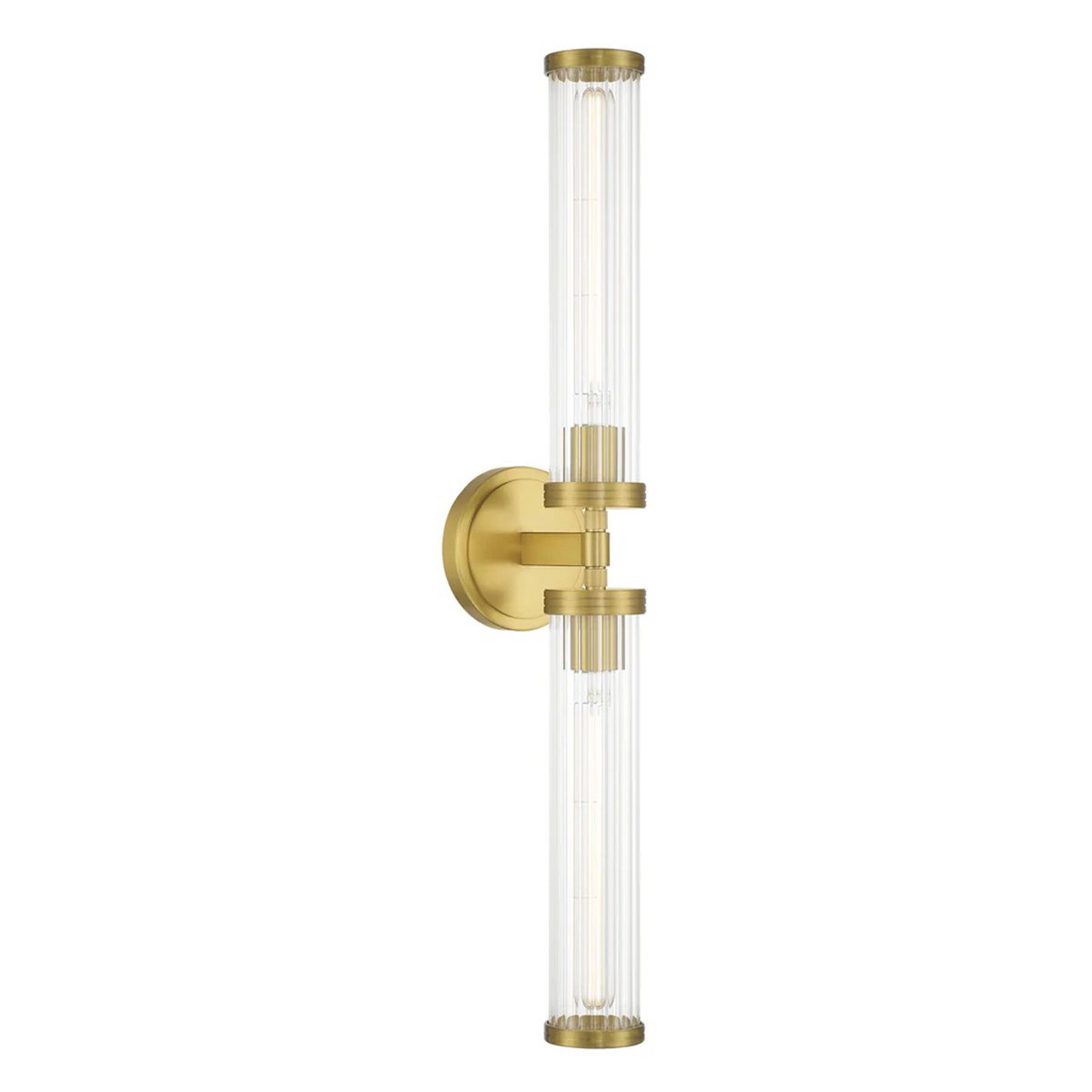 A Arco Bath Sconce - 2 Light with Brass / Ribbed Glass color
