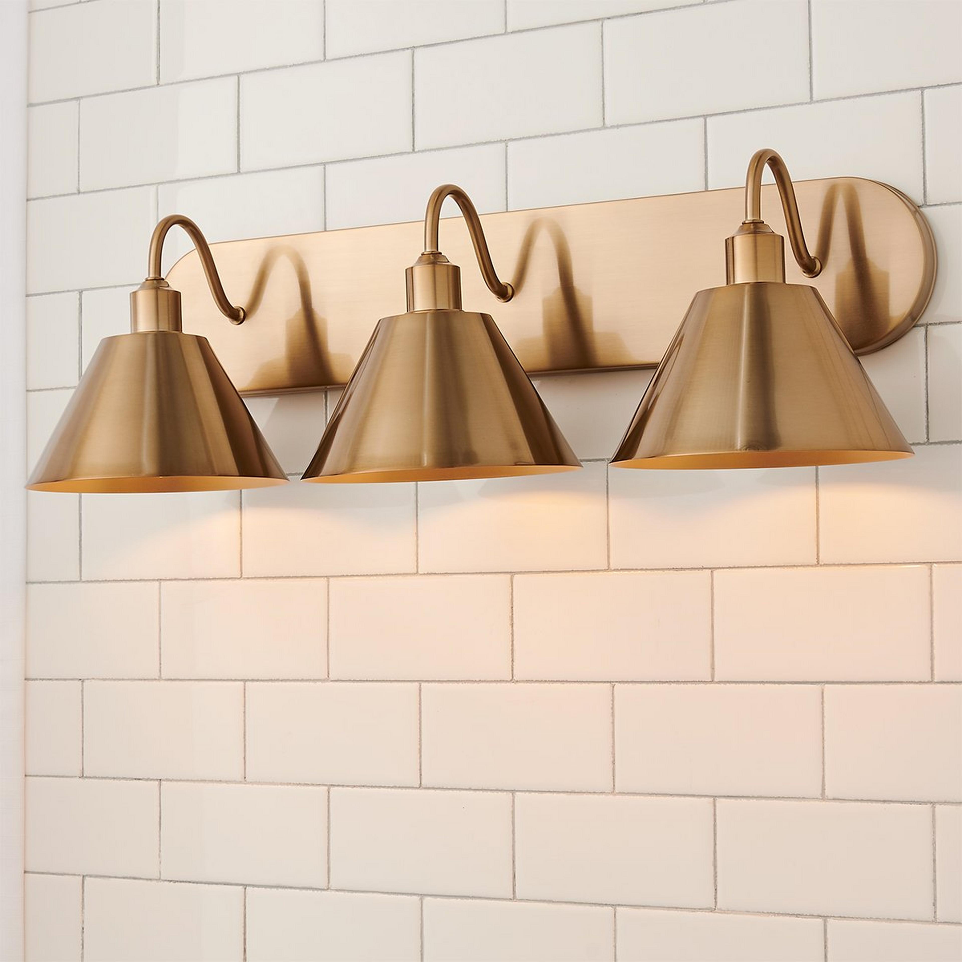 A Chris Loves Julia Edie Vanity Light - 3 Light with Brass / Brass color