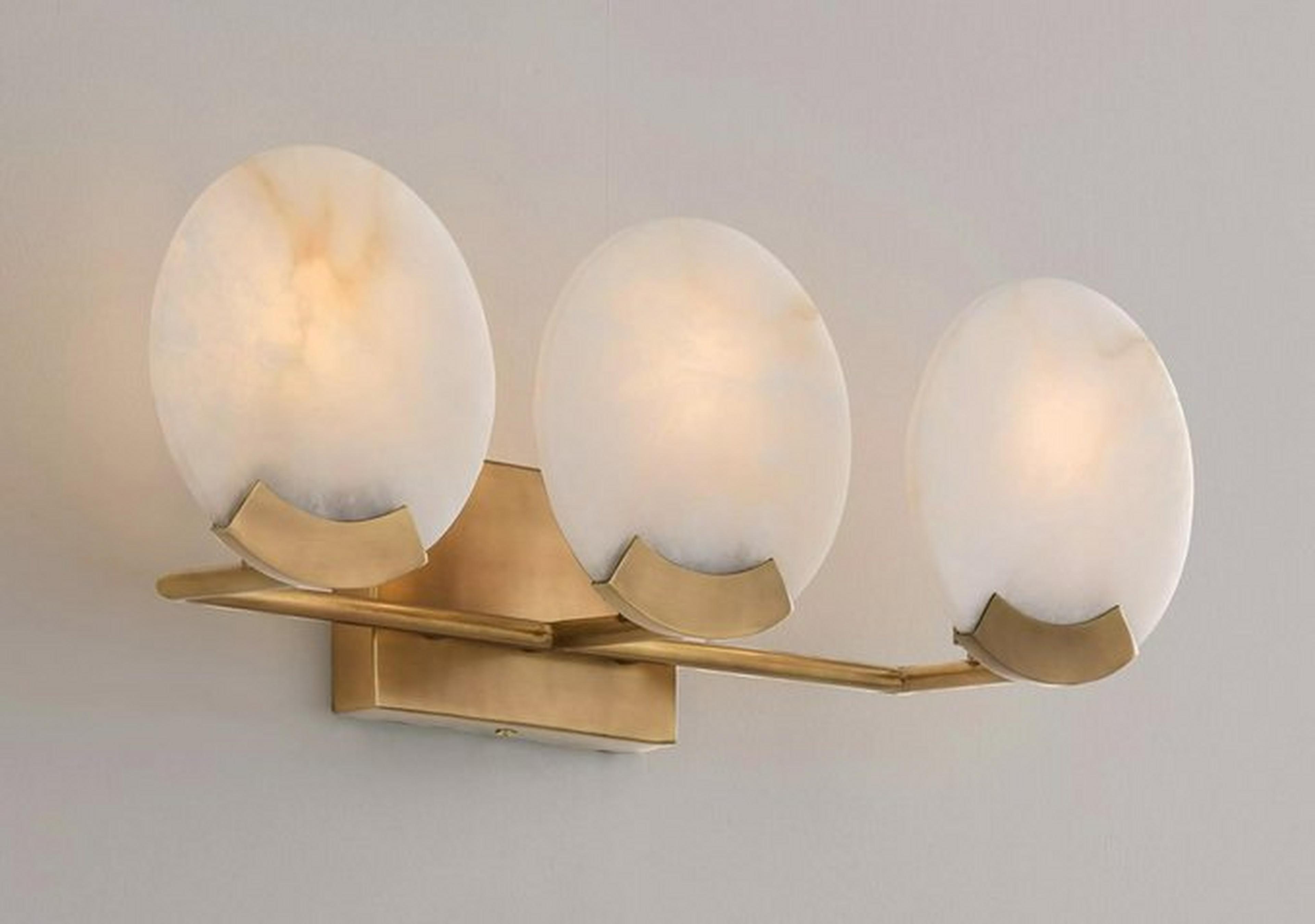 Brass and Natural Alabaster Balasa Vanity Light
