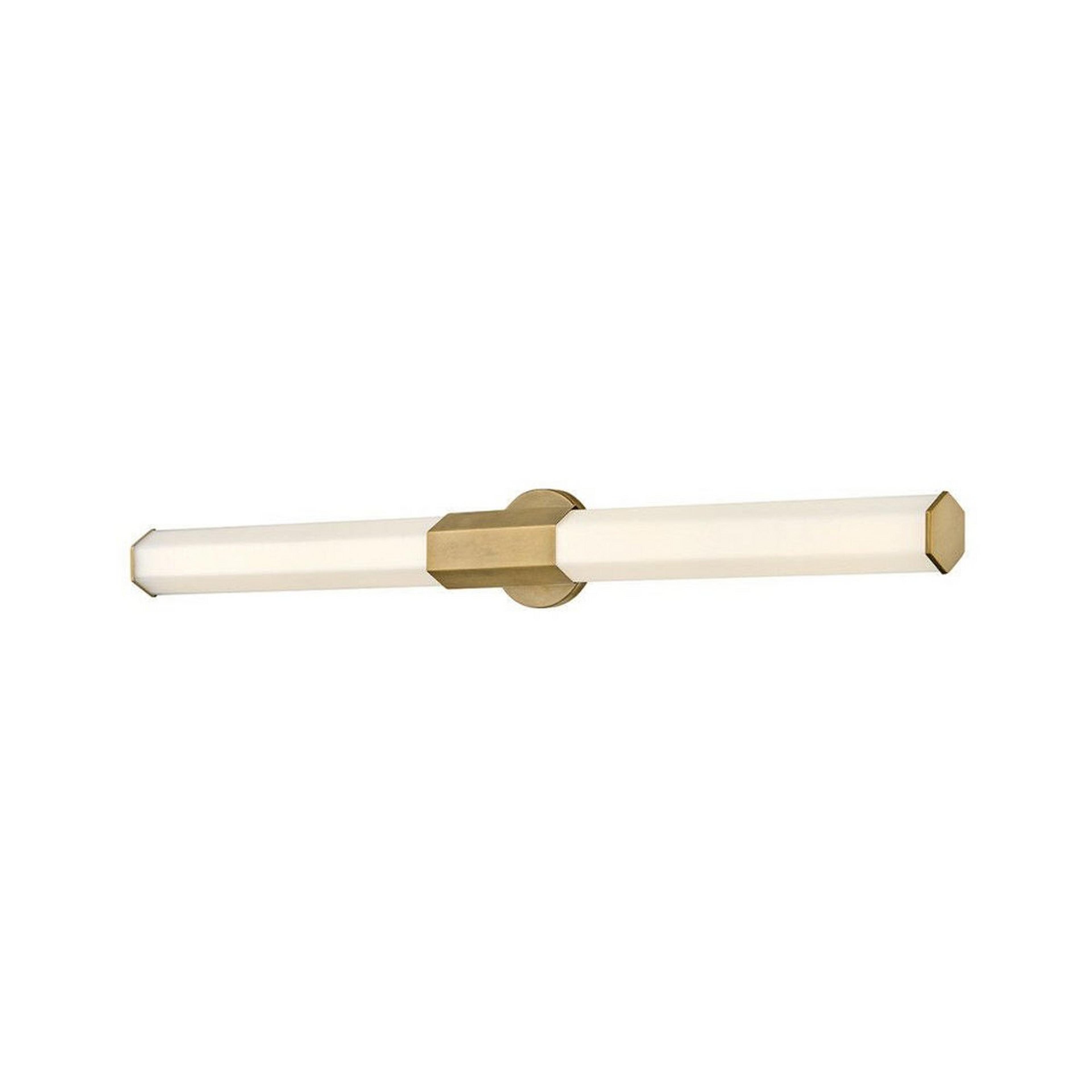A Contemporary Hexagon LED Vanity Light - Large with Aged Brass color