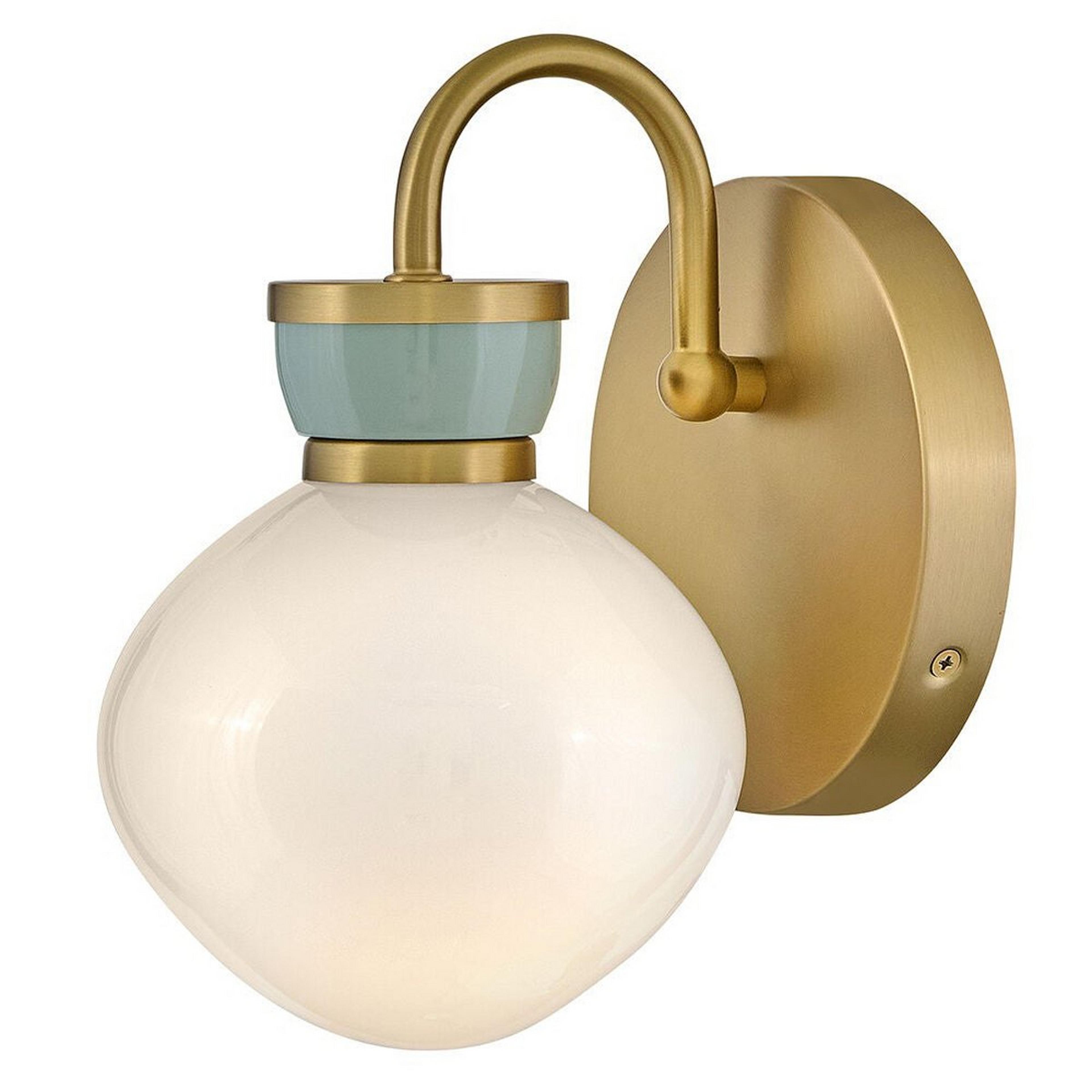 A Baltic Bath Sconce with Satin Brass / Seafoam / Opal Glass color