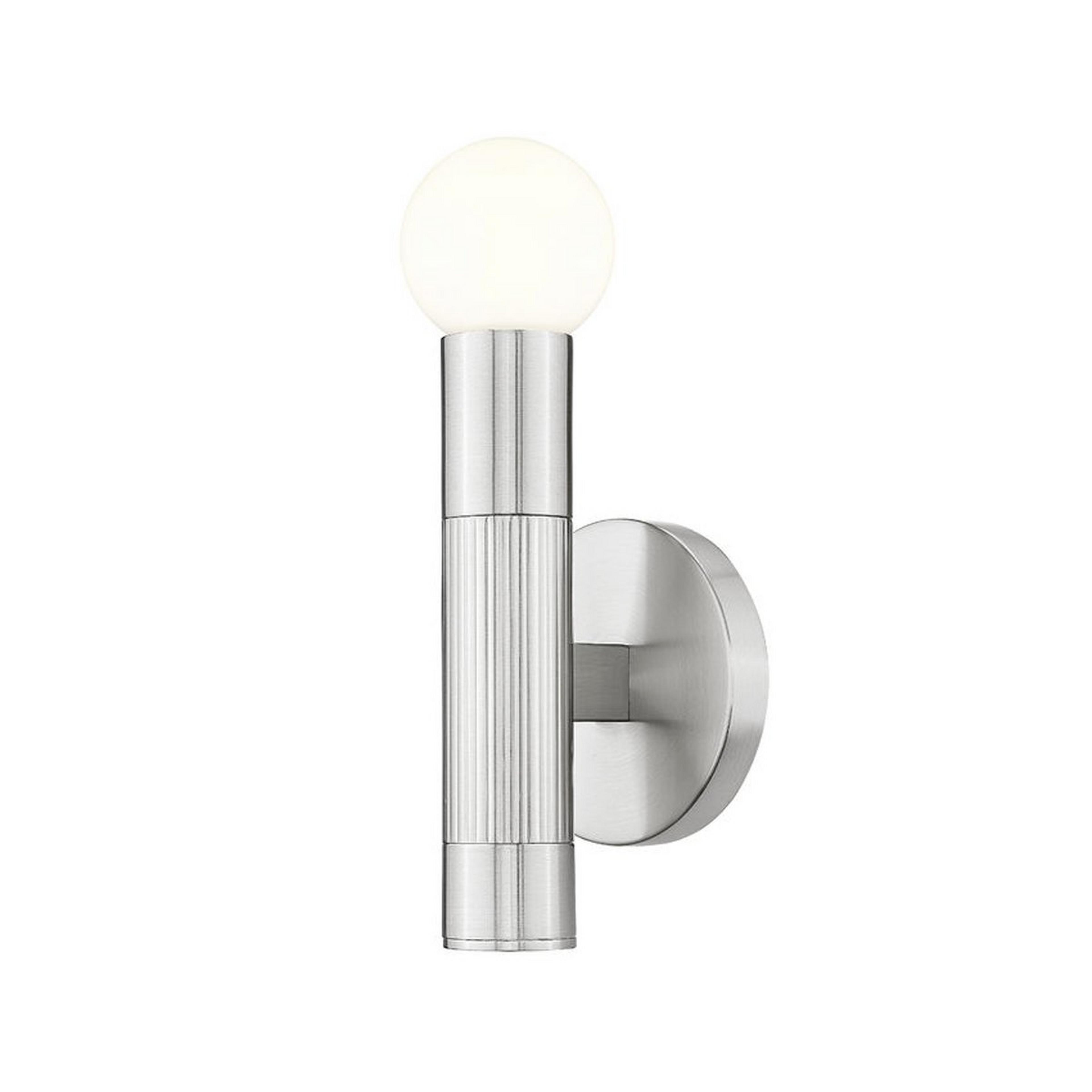 A Diomedes Bath Sconce with Brushed Nickel color