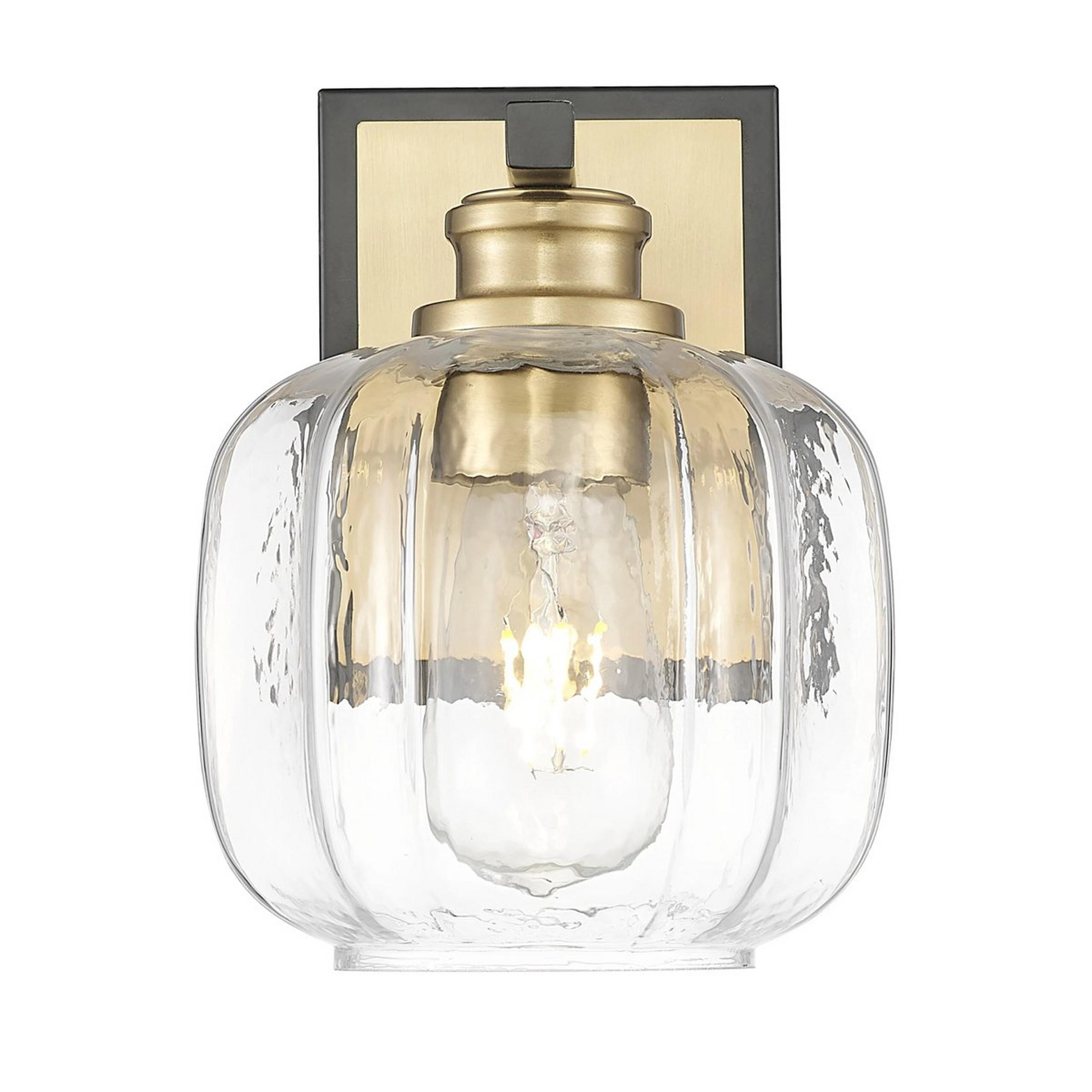 A Howden Bath Sconce with Matte Black / Brass color