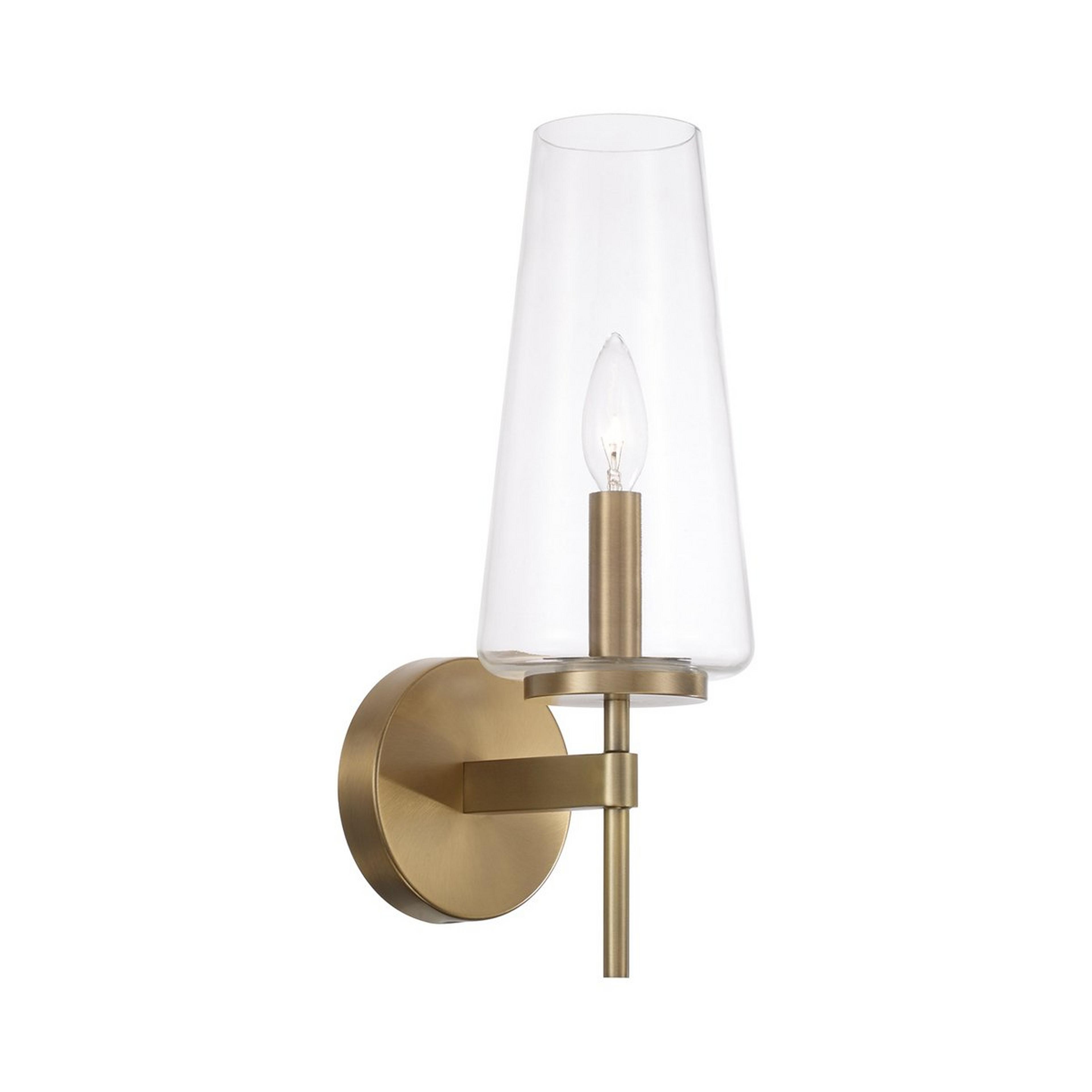 A Alonso Bath Sconce with Aged Brass / Clear Glass color