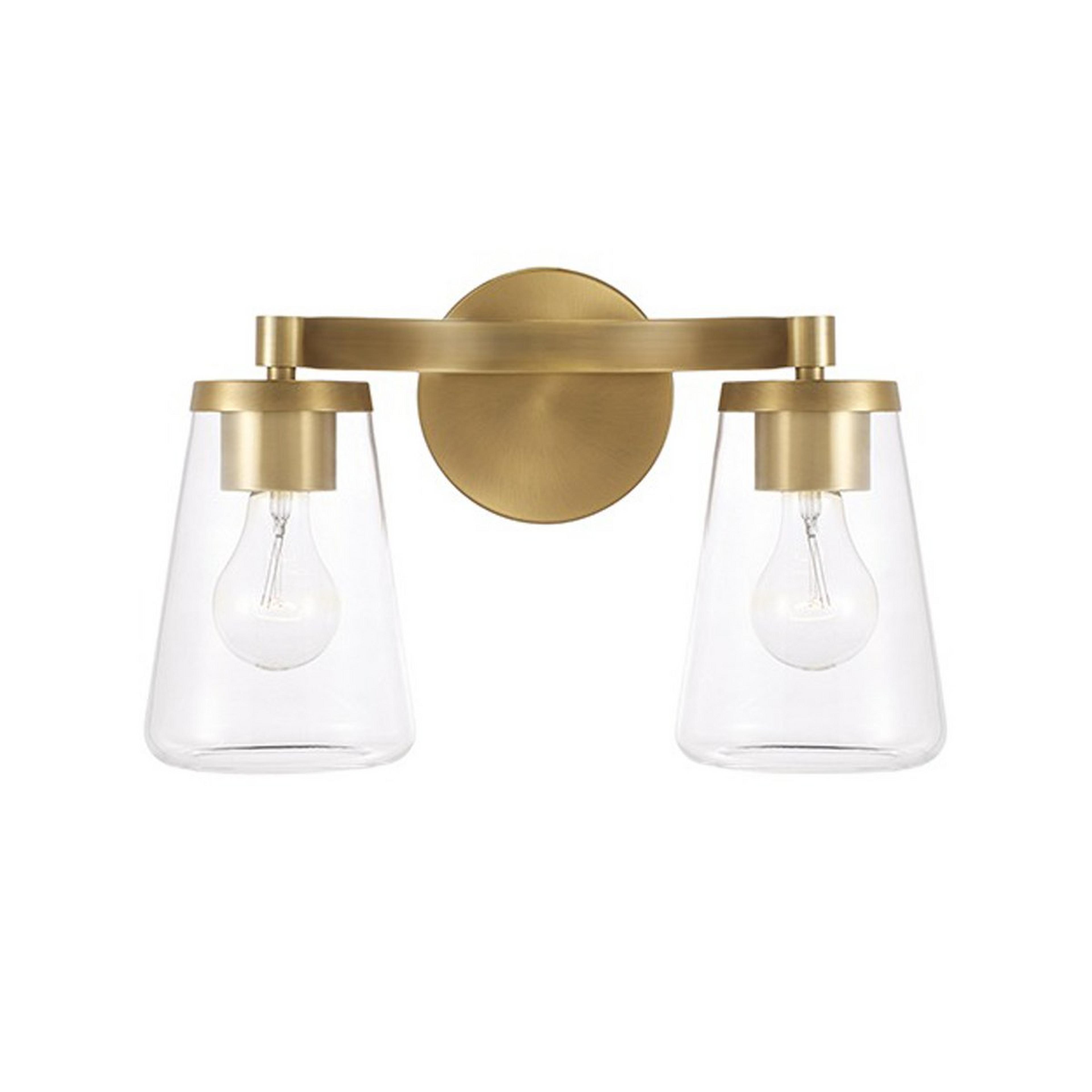 A Alonso Vanity Light - 2 Light with Aged Brass / Clear Glass color