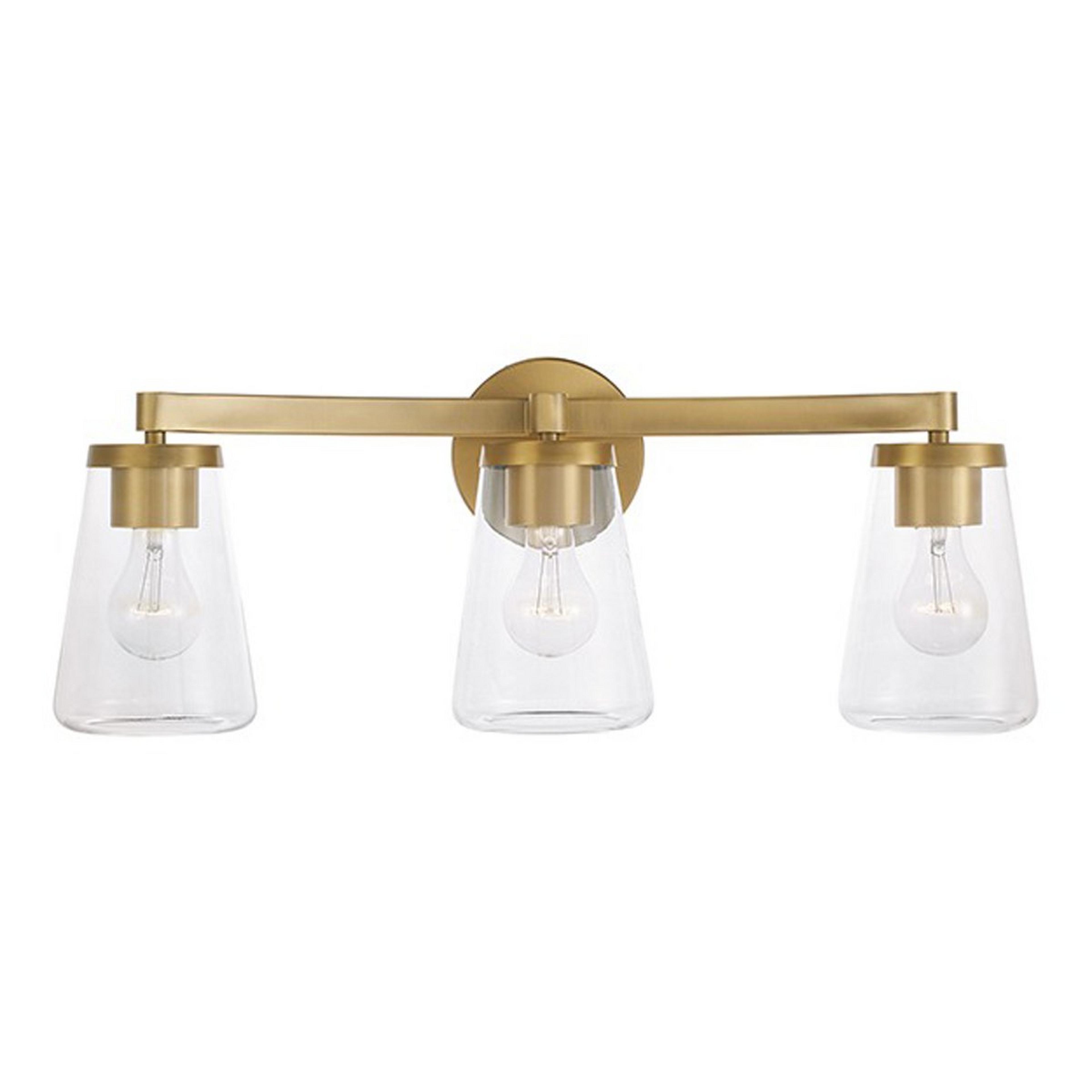 A Alonso Vanity Light - 3 Light with Aged Brass / Clear Glass color
