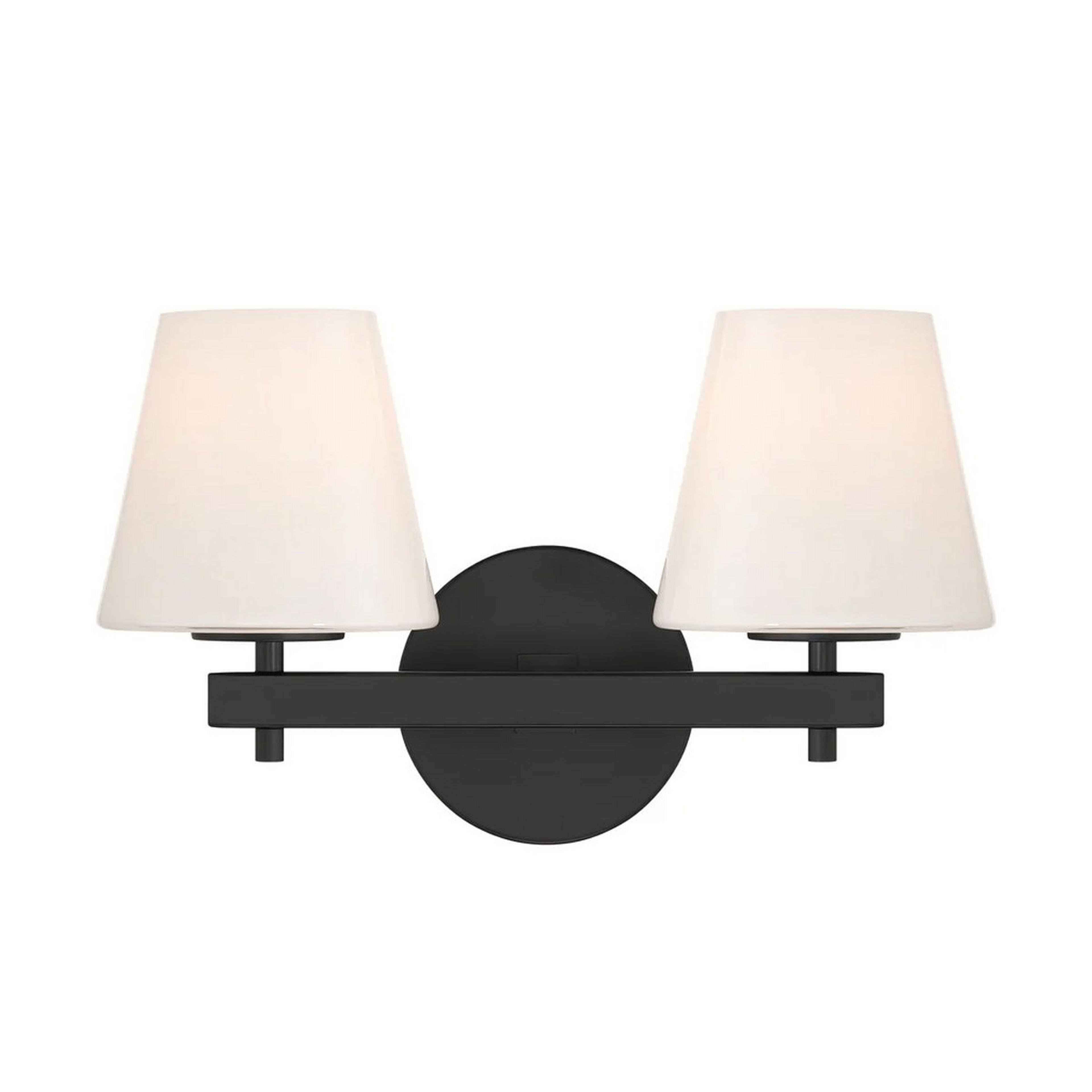 A Harpia Vanity Light - 2 Light with Black / Opal Glass color